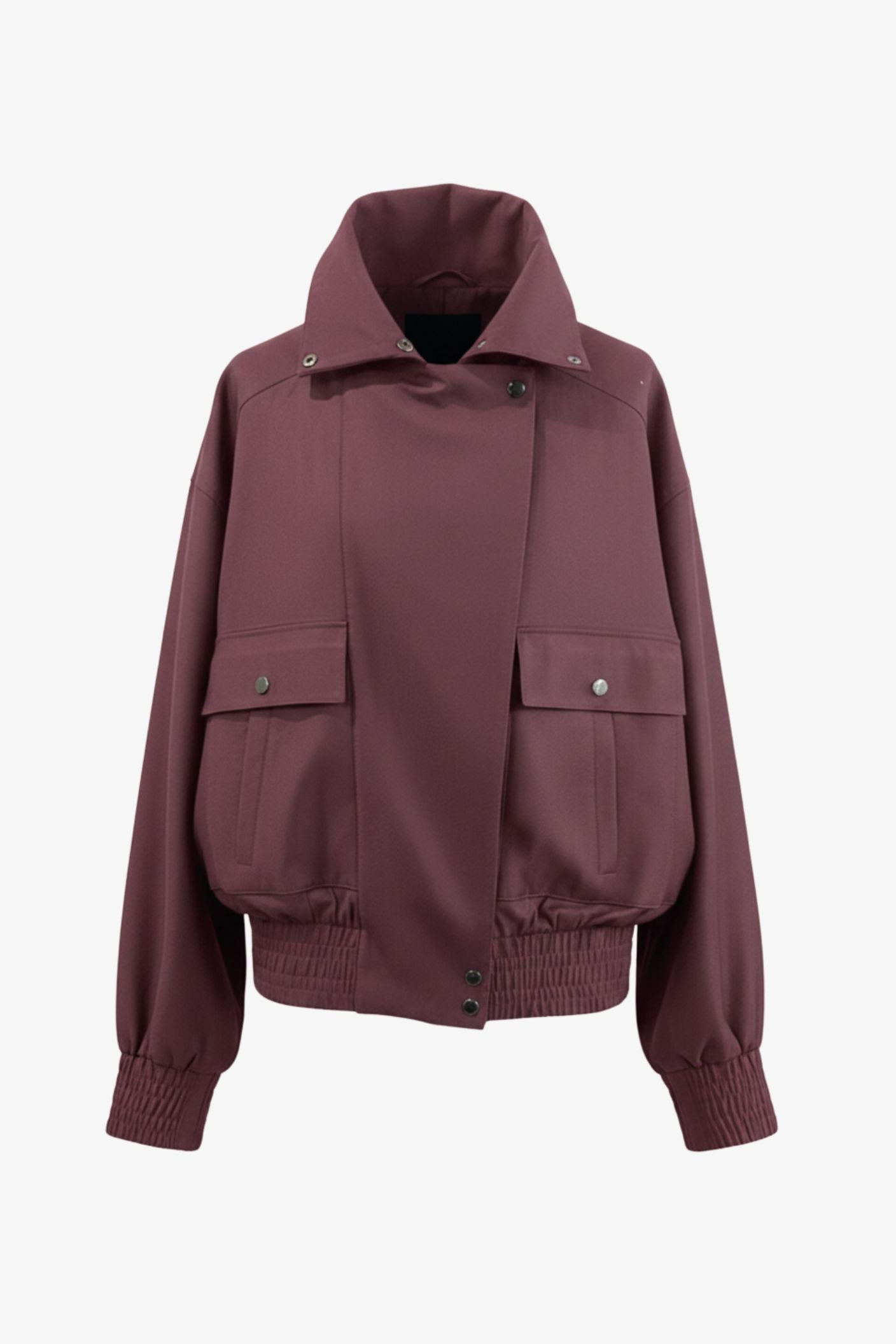 Tailored Wool Balloon Bomber Jacket - Burgundy