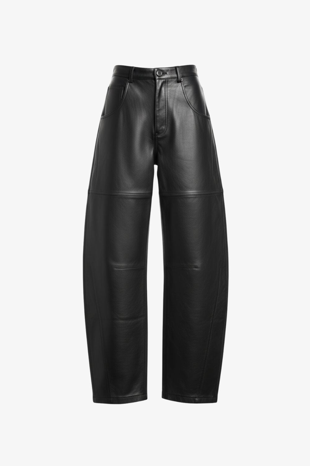 Barrel Leg Leather Trousers