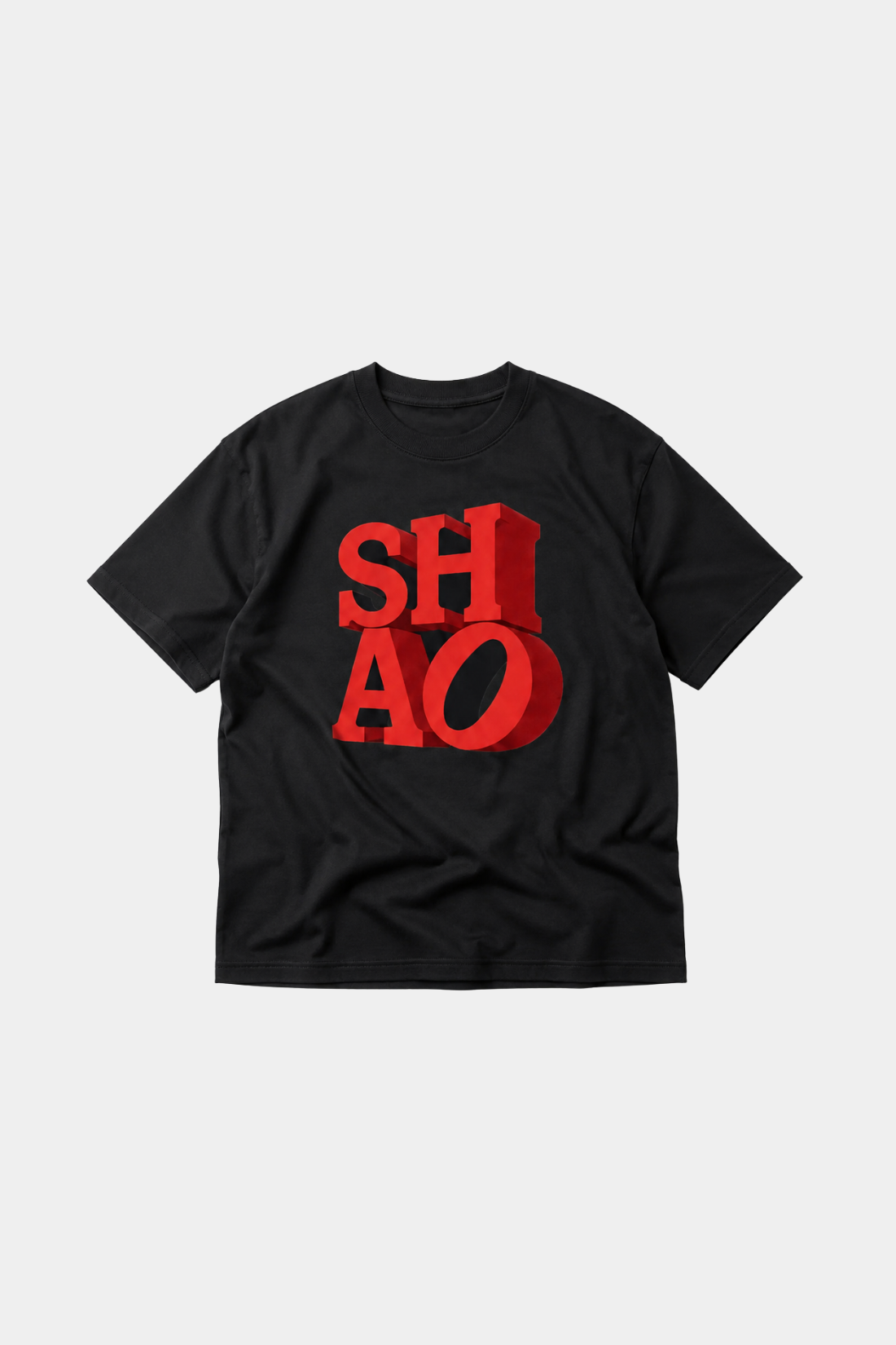 Shao Yang’s Pick | SHAO "Love" Sign Boxy T-shirt in black featuring bold red 3D block lettering, combining contemporary luxury designer fashion with a relaxed, sculptural silhouette.