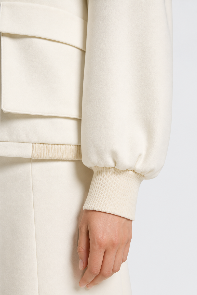 Ivory Utility Bomber Jacket