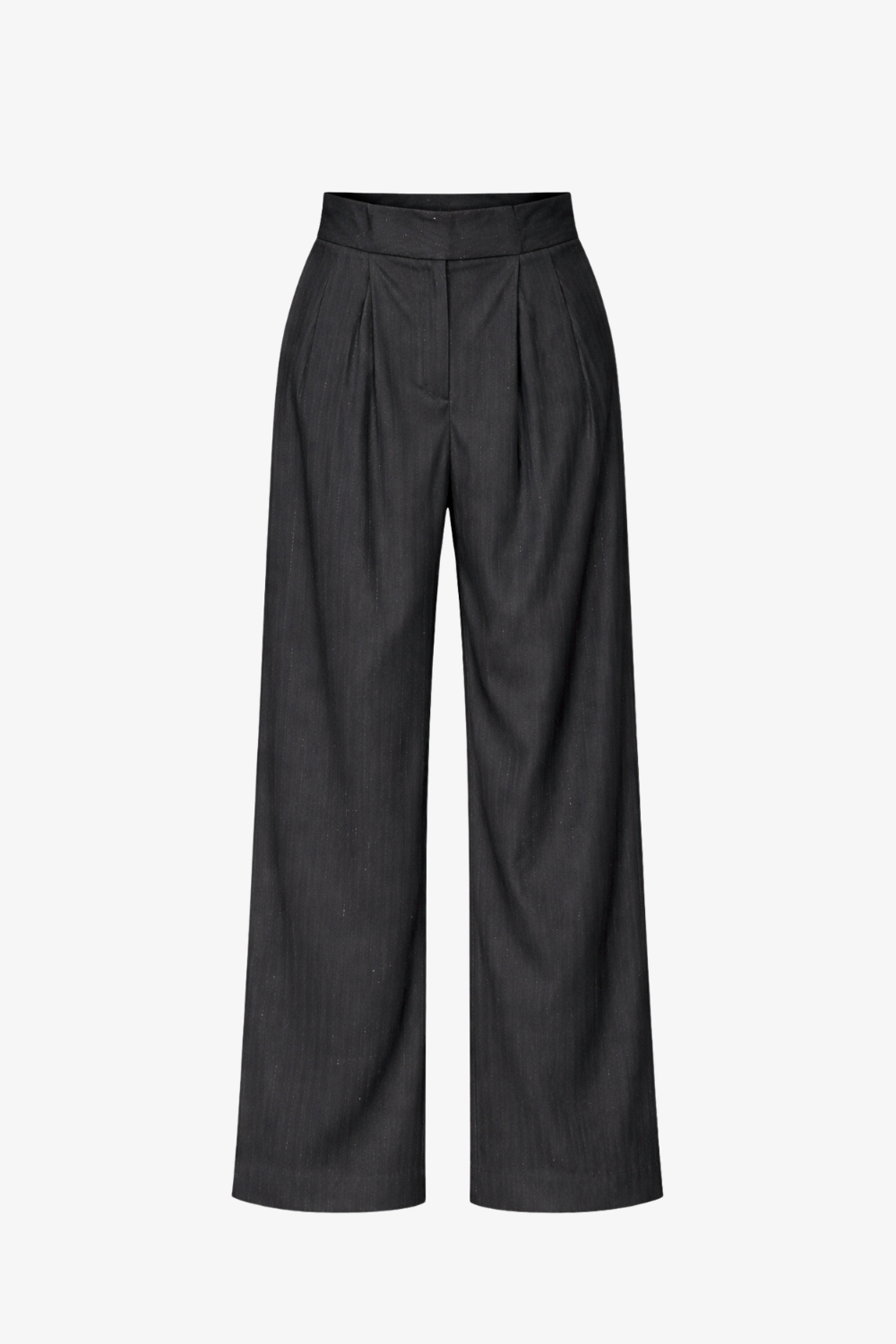 Black Metallic Pinstripe Wide-Leg Trousers