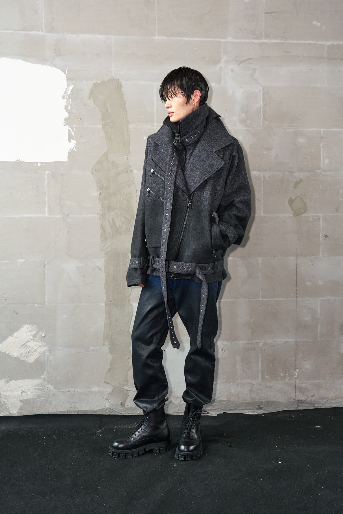 双色曲线牛仔裤