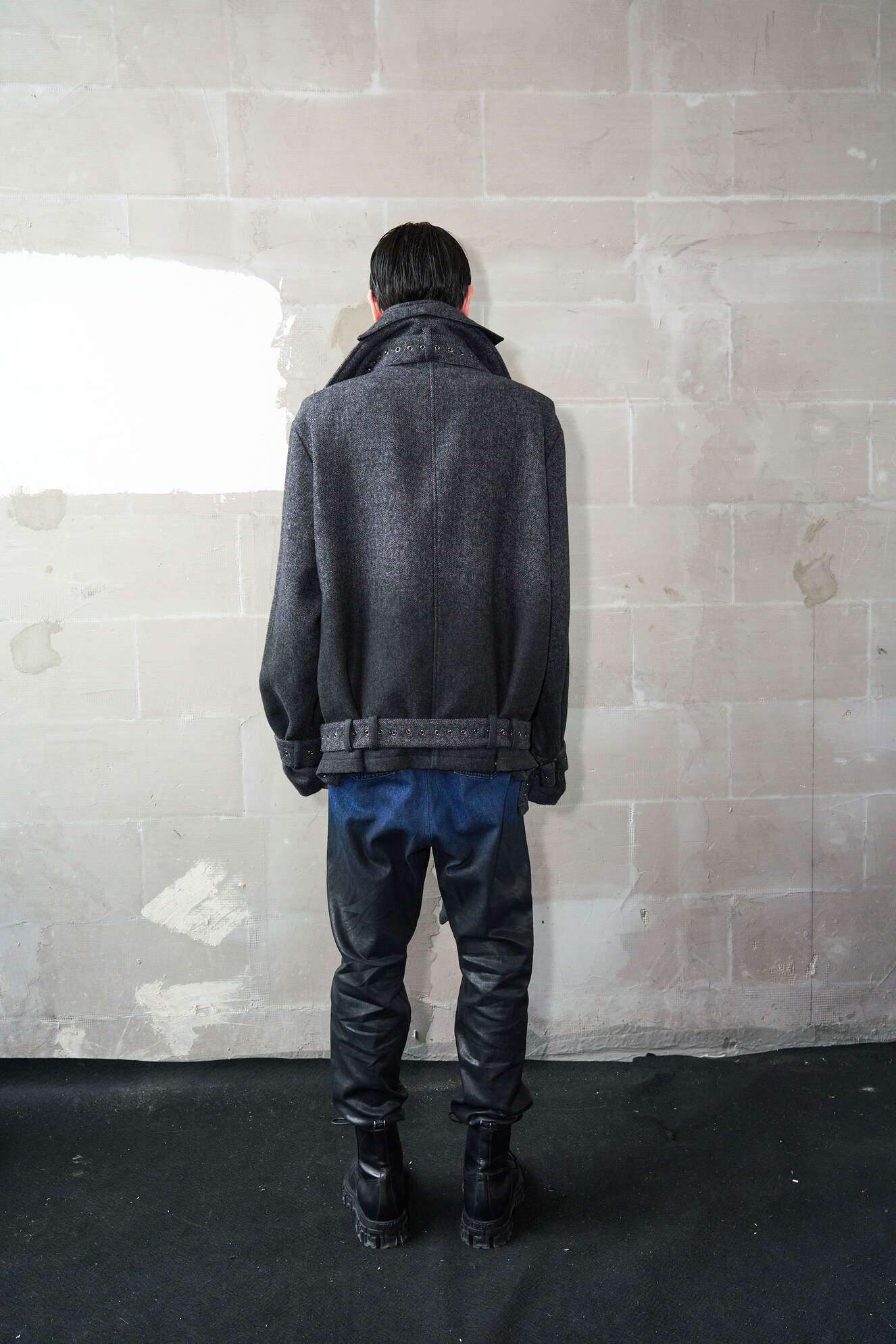 双色曲线牛仔裤