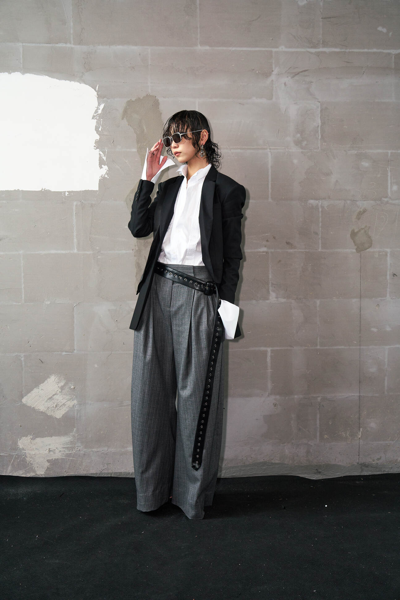 Pinstripe Barrel Pleated Trousers