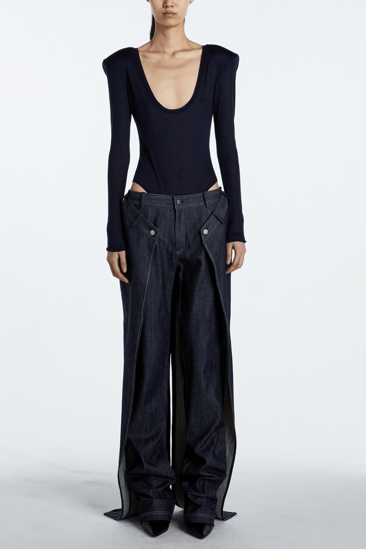 Models in different denim outfits