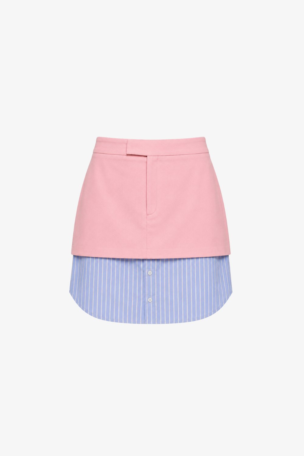 Pink Layered Mini Skirt with Striped Underlay
