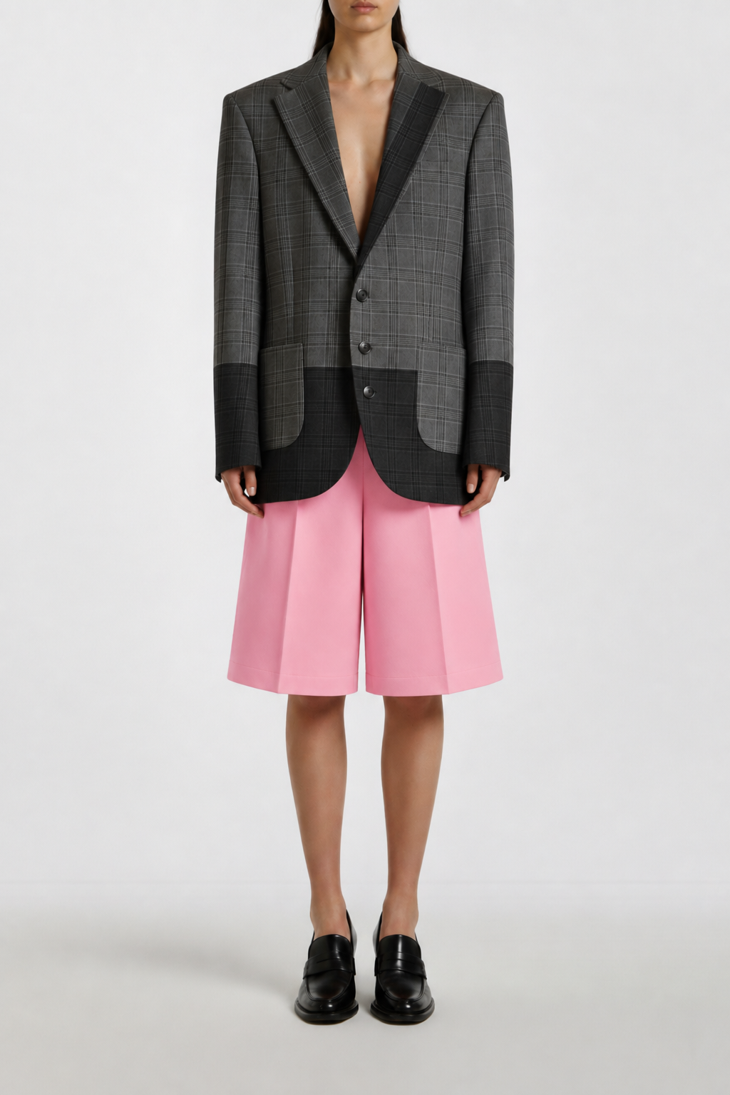 SHAO pastel pink Bermuda shorts