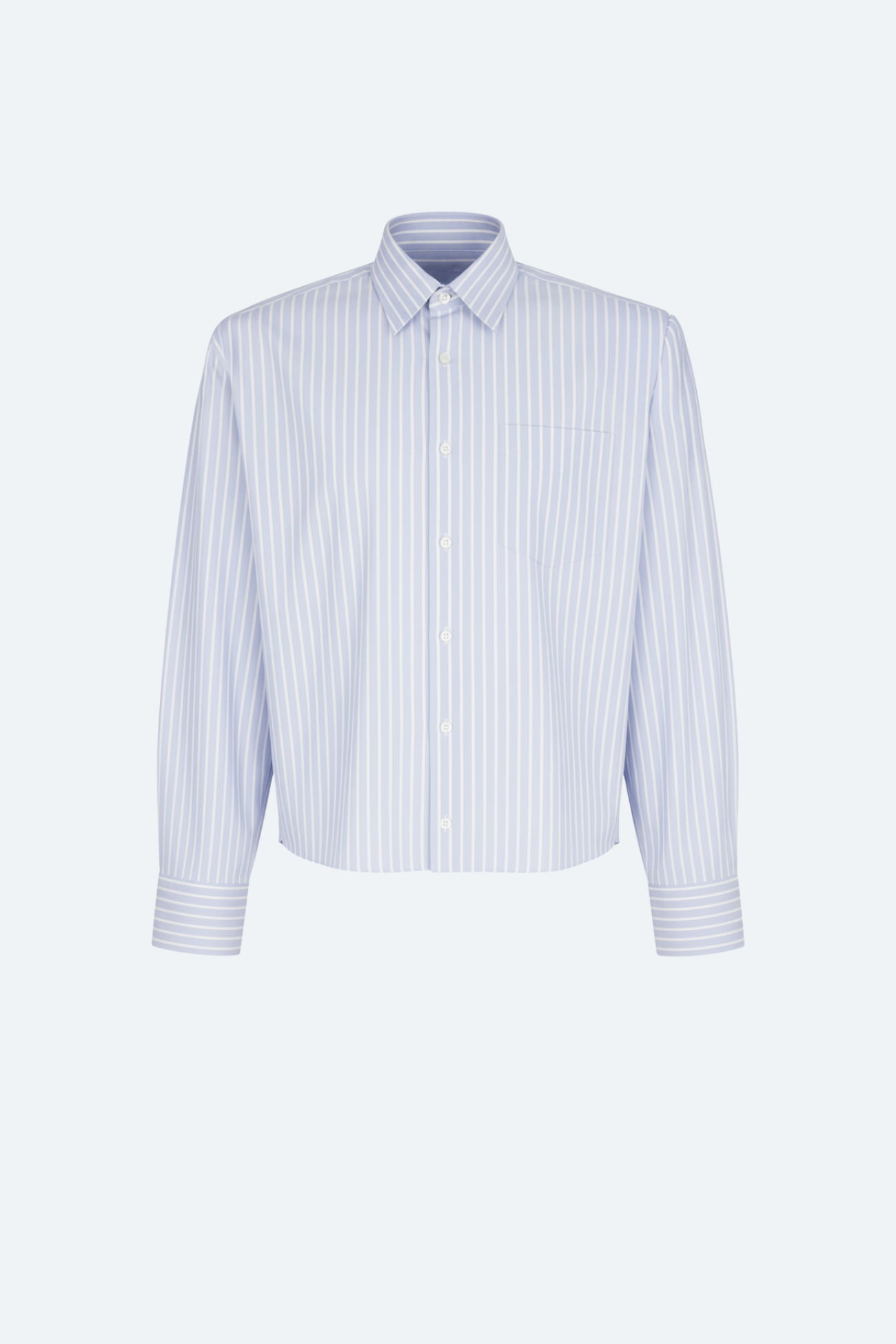 SHAO blue striped structured collar shirt front view