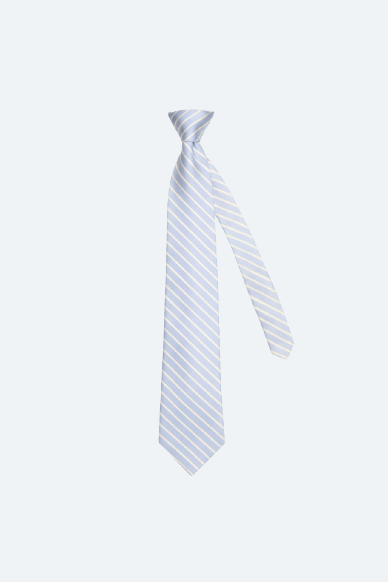 SHAO striped cotton tie with diagonal blue and yellow pattern angled view