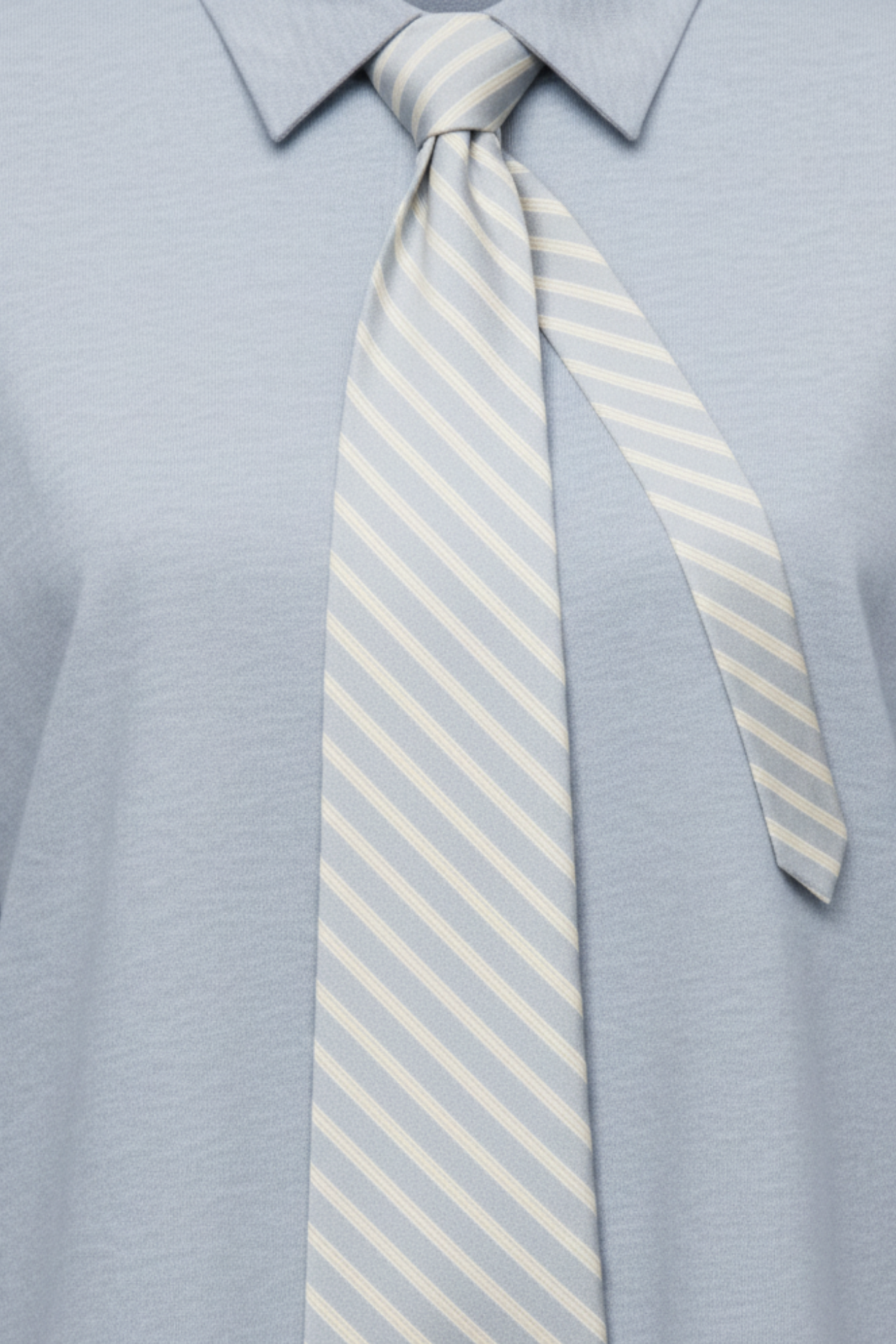 SHAO blue oversized cotton shirt with printed striped tie front view