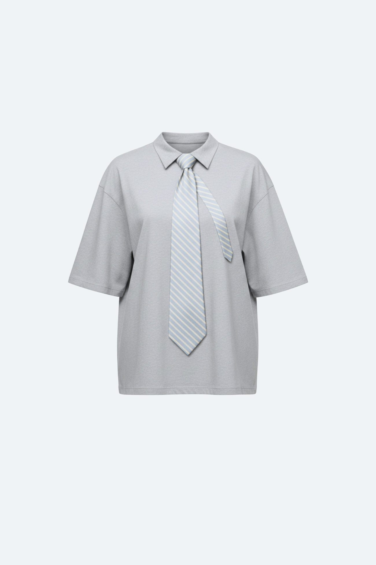 SHAO oversized shirt with striped tie detail in light gray
