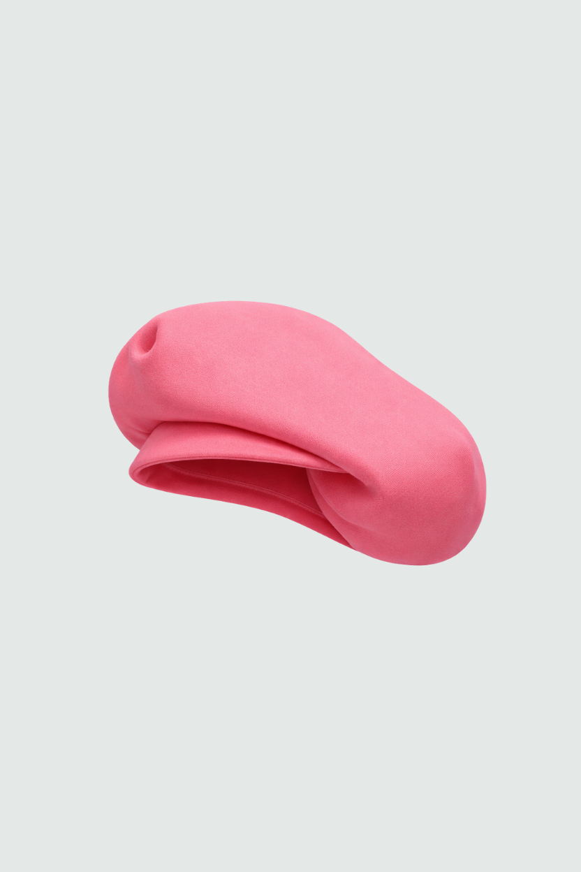SHAO coral pink slouchy beret front view