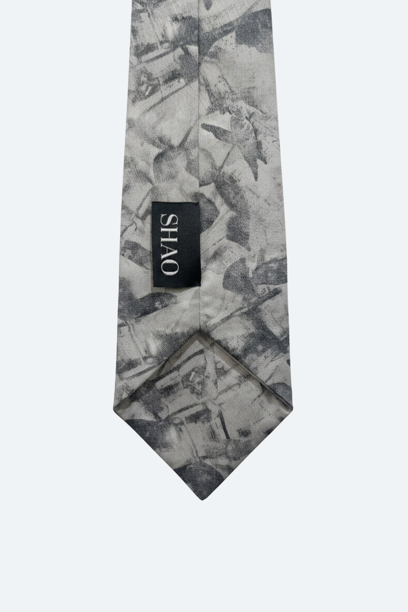 SHAO floral cotton tie with tonal stitching and pointed tip detail