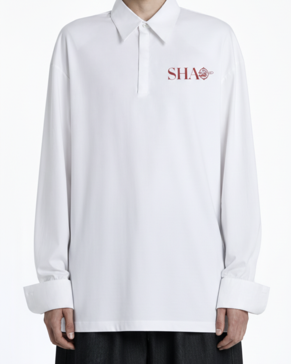 SHAO white graphic long-sleeve shirt front view