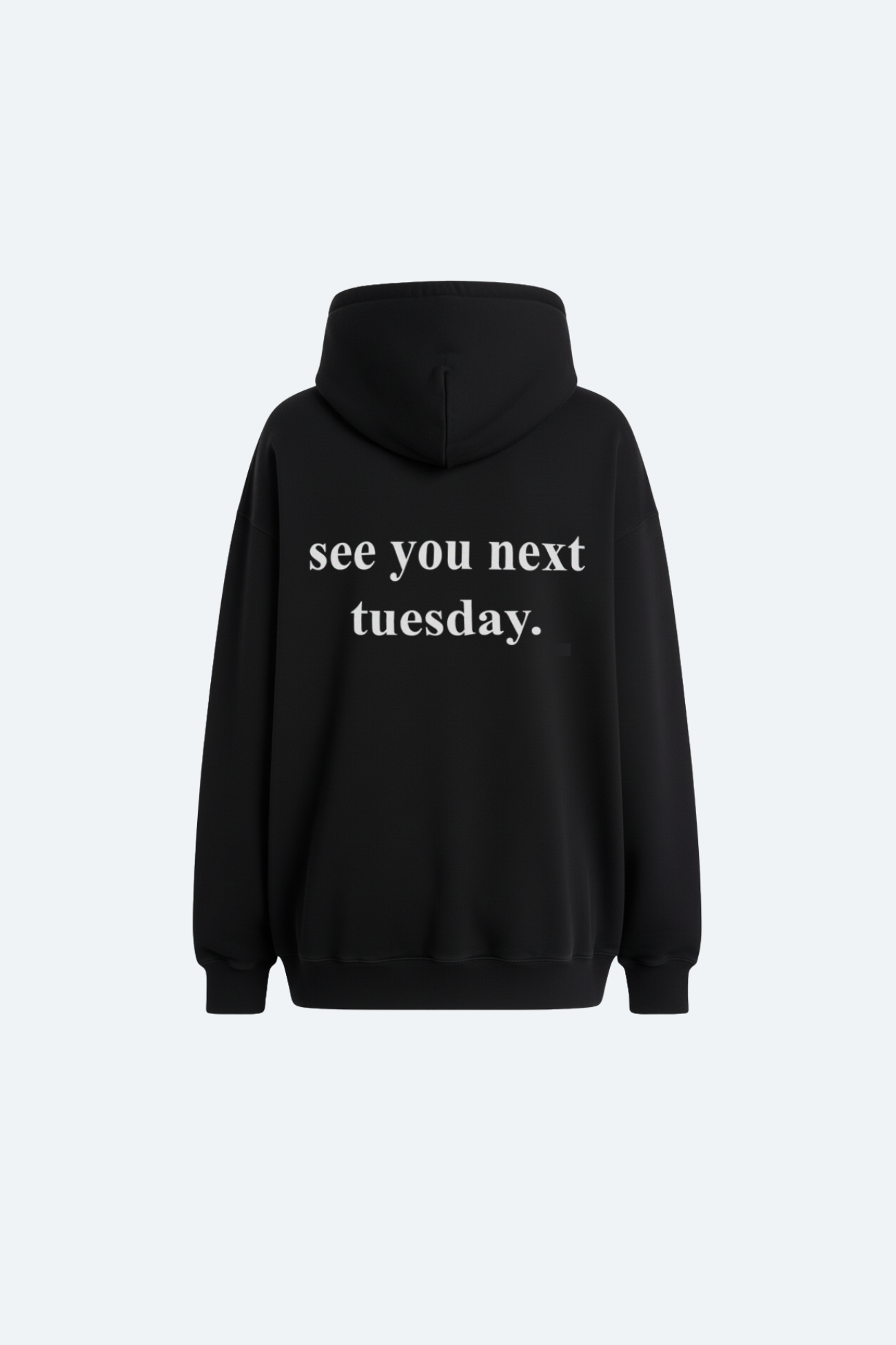 SHAO black hoodie with Chinese graphic text back view