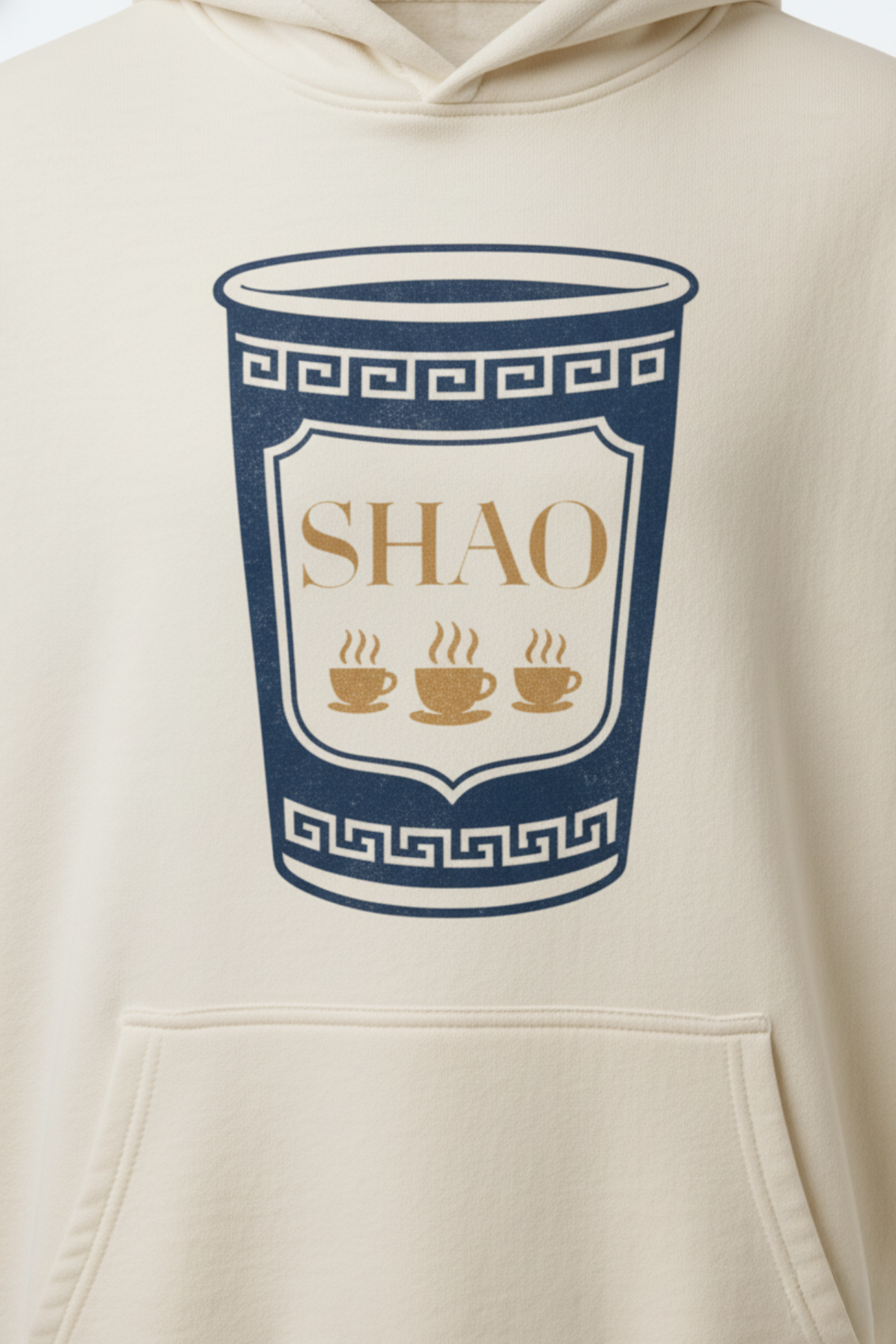 SHAO cream graphic cup hoodie chest graphic detail