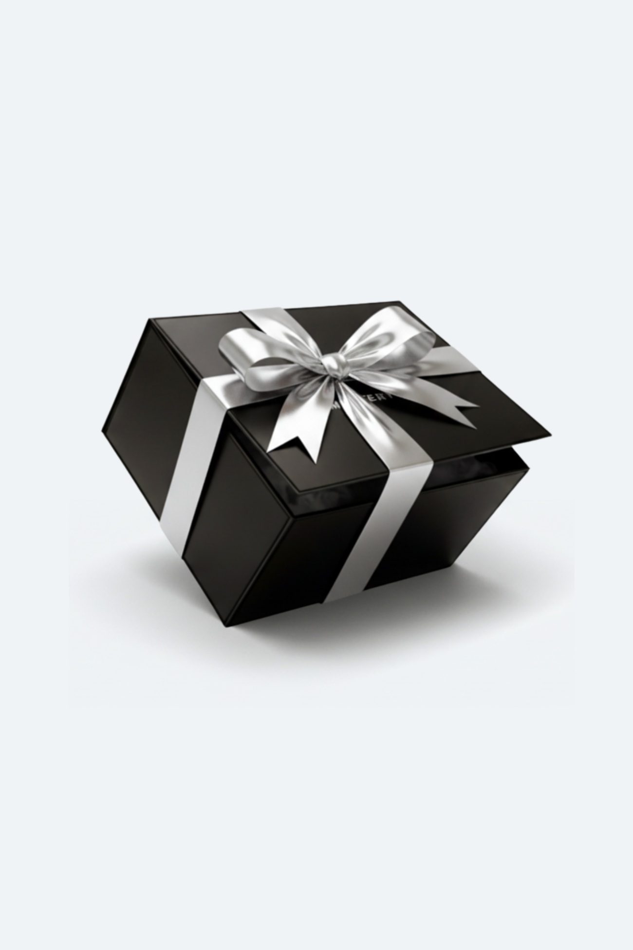 Black mystery box with 'SHAO' branding on a white background