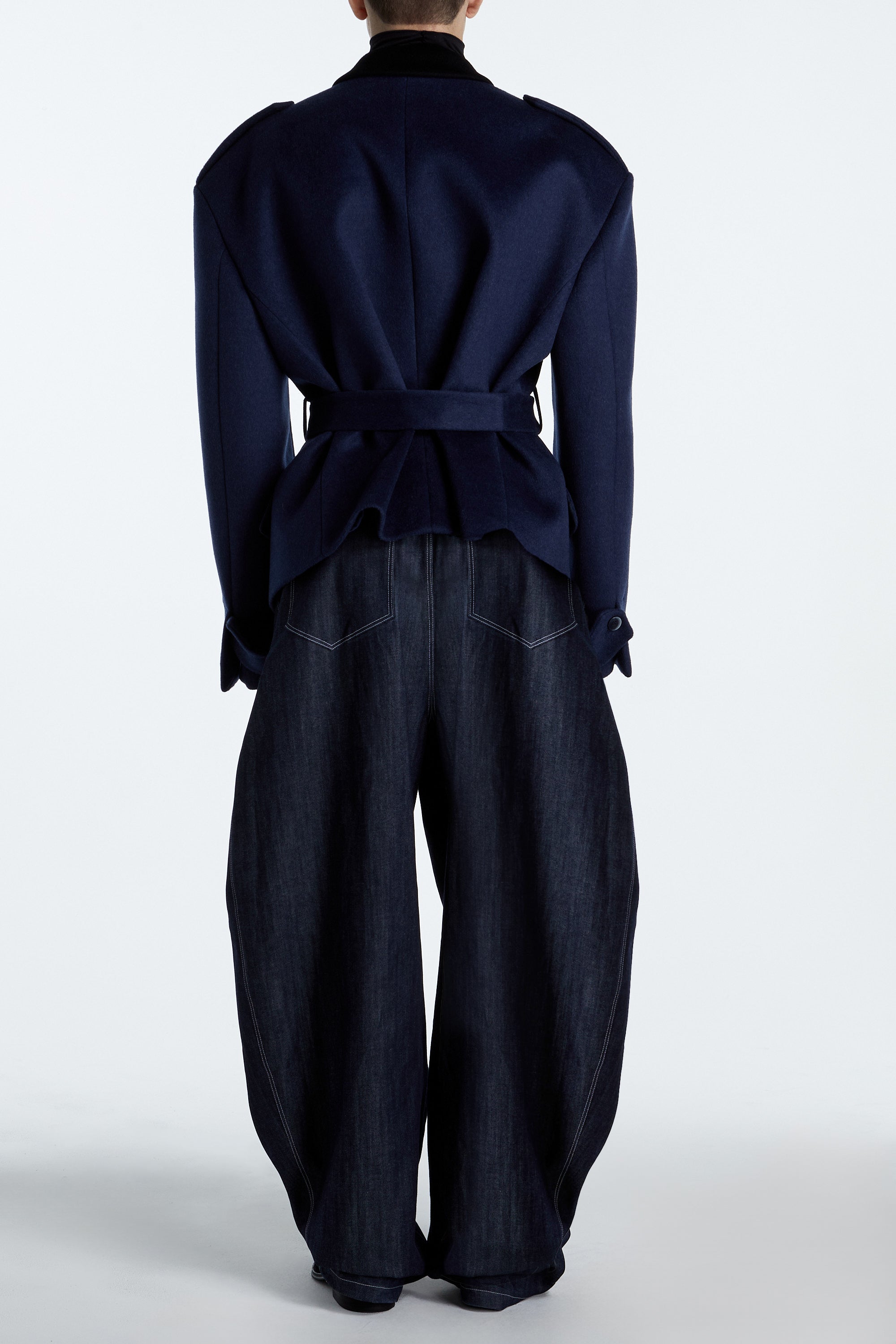 SHAO midnight sapphire oversized coat back view