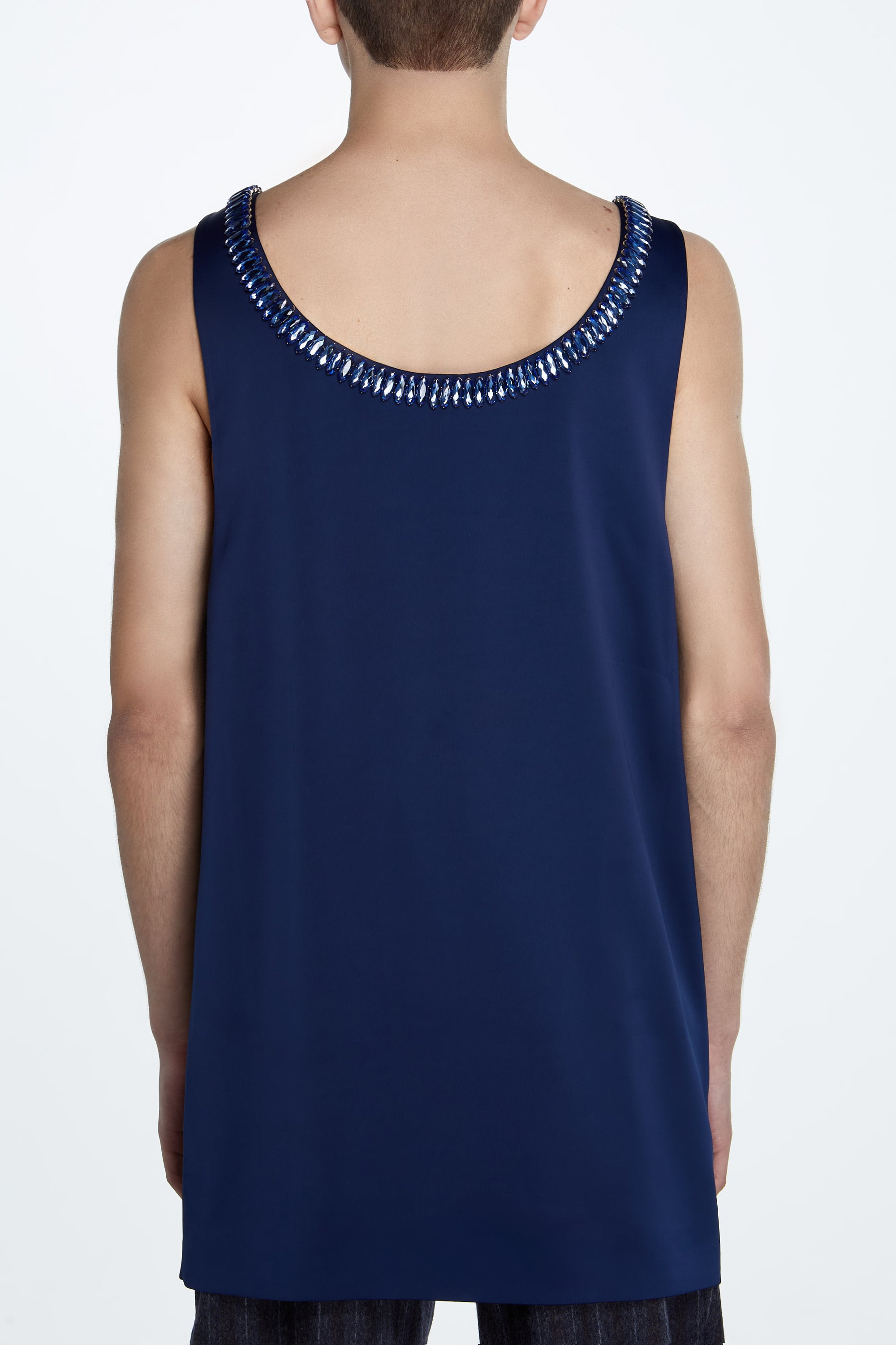 SHAO midnight sapphire embellished oversized tank side view
