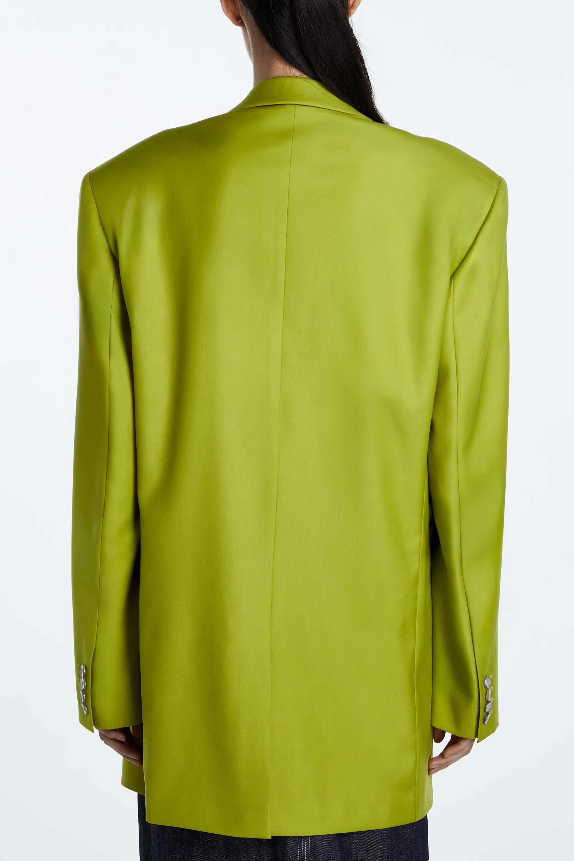 SHAO chartreuse oversized blazer back view