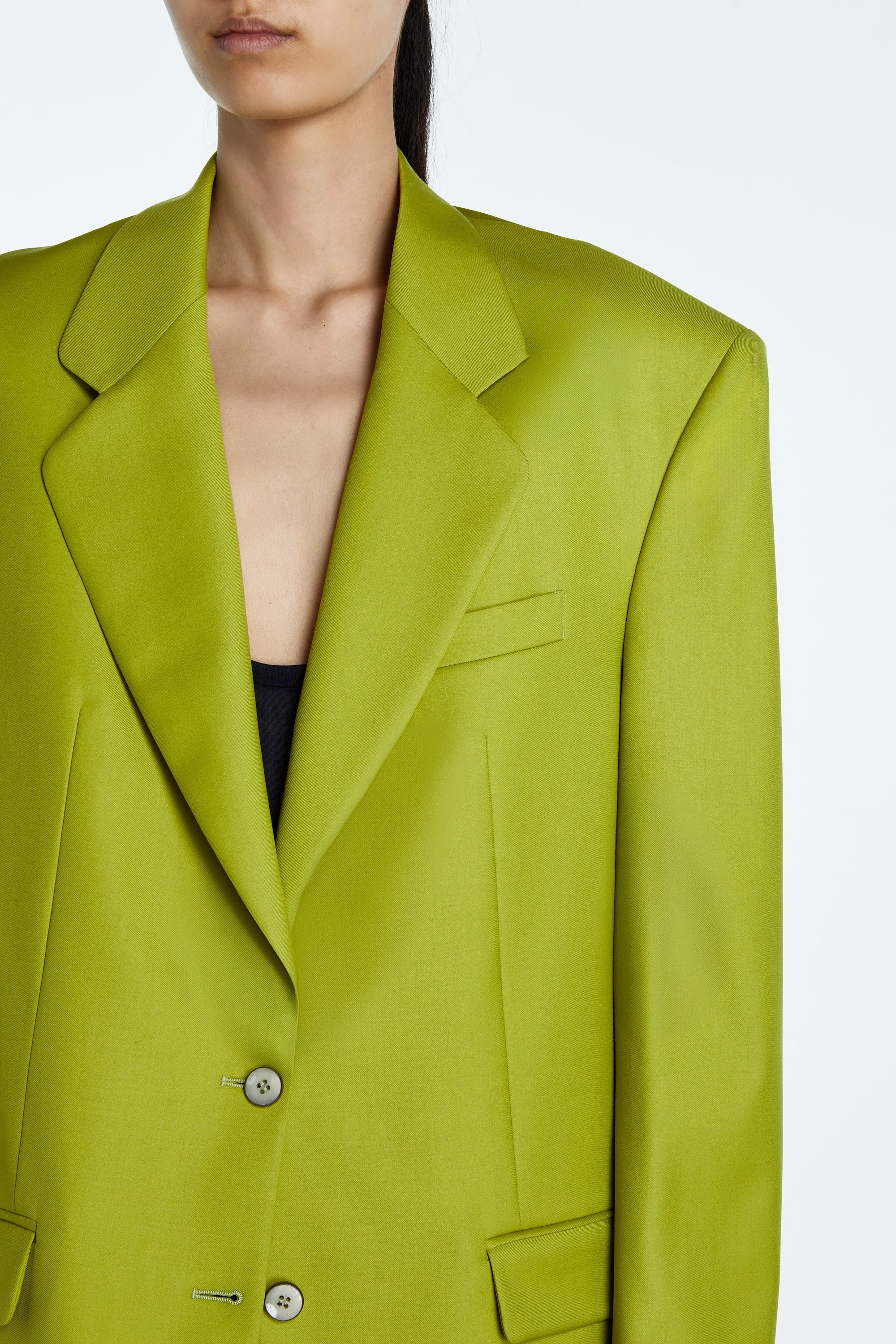 SHAO chartreuse oversized blazer detail view
