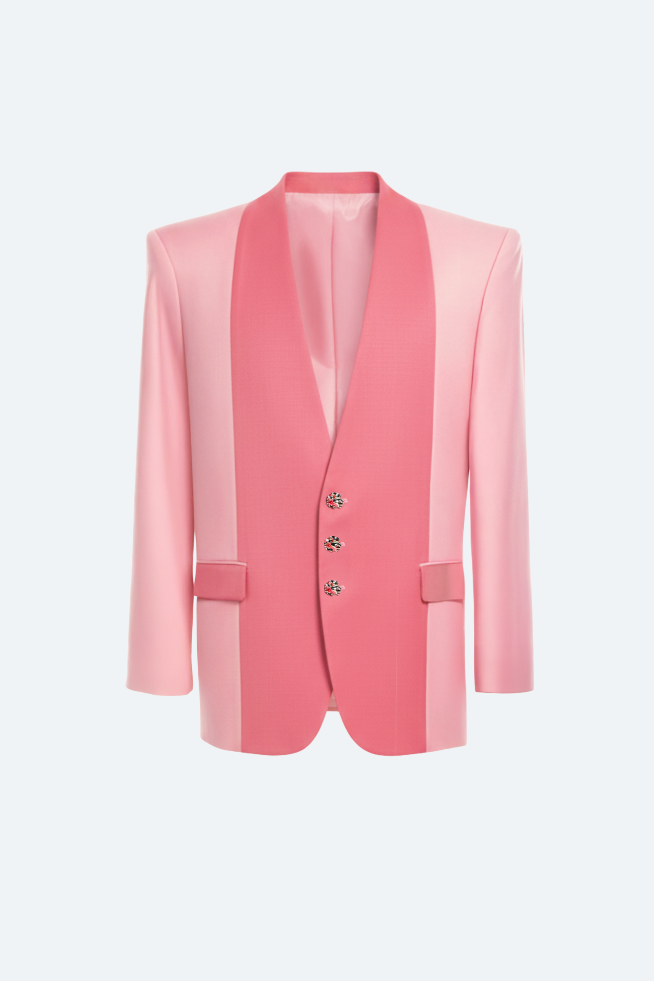 Pink bi-tonal silk satin blazer front view