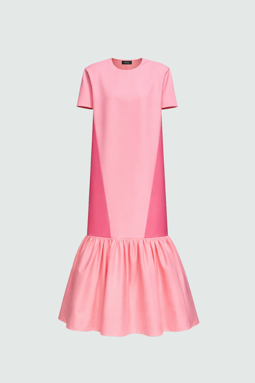 Pink Color-Block Straight Dress Pink Color-Block Straight Dress
