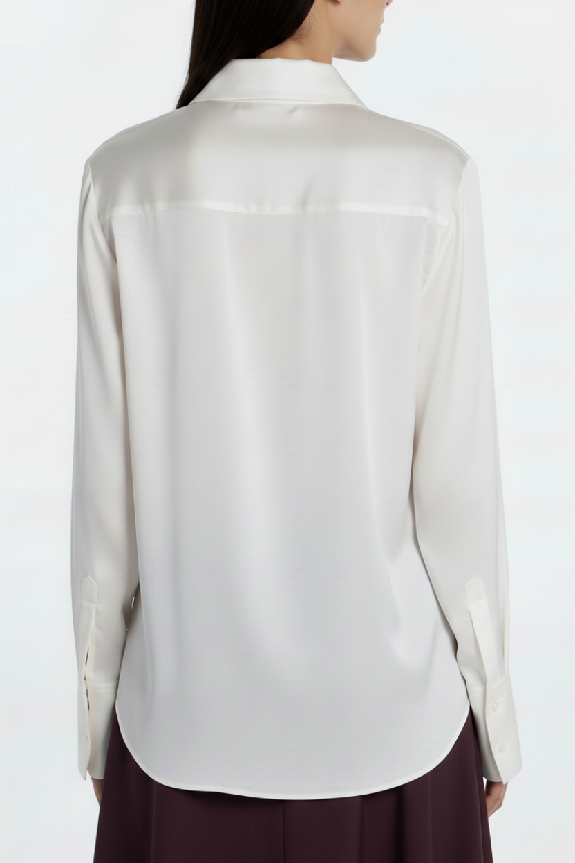 SHAO ivory silk button-front shirt back view