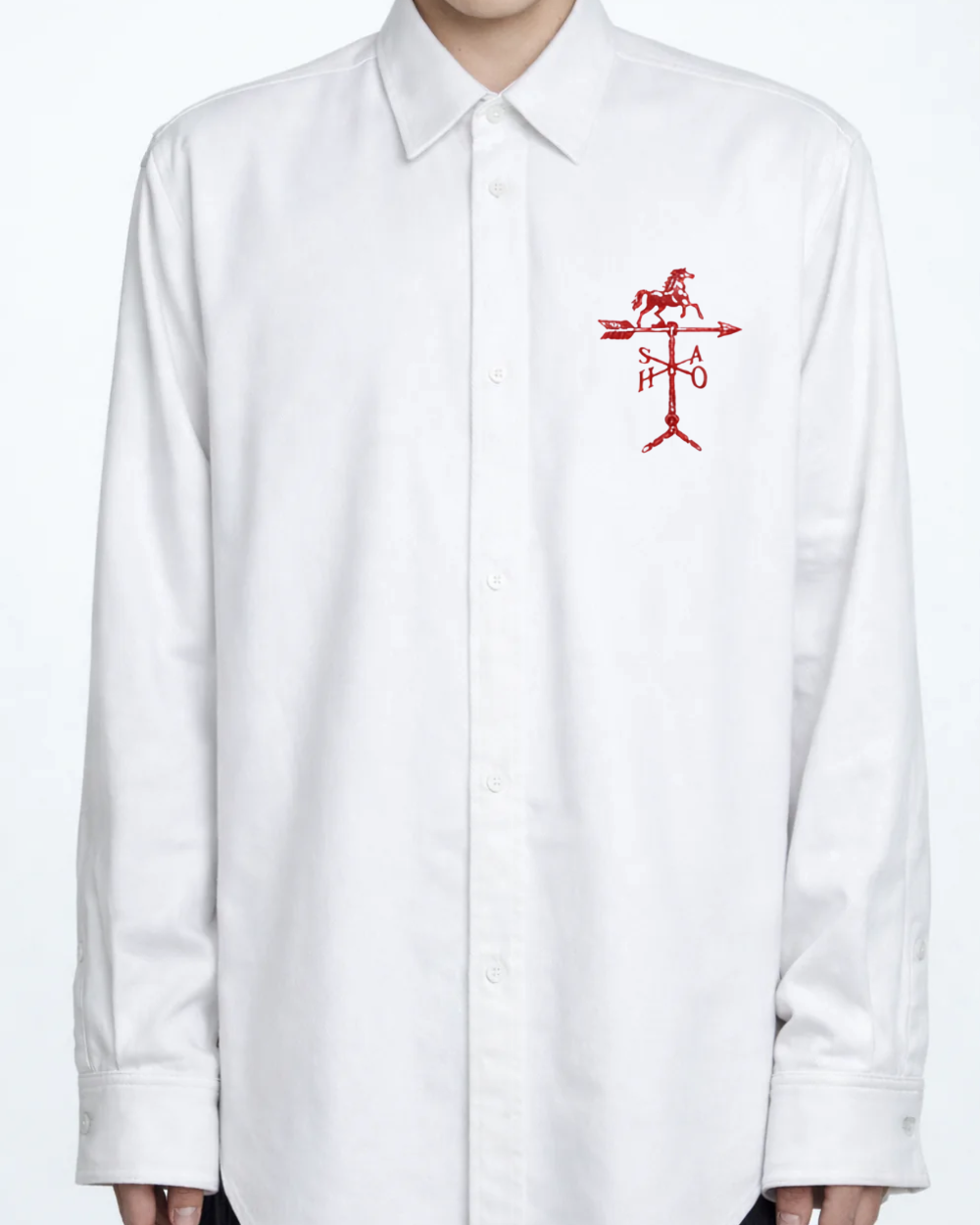 SHAO white cotton Year of the Horse graphic shirt front view