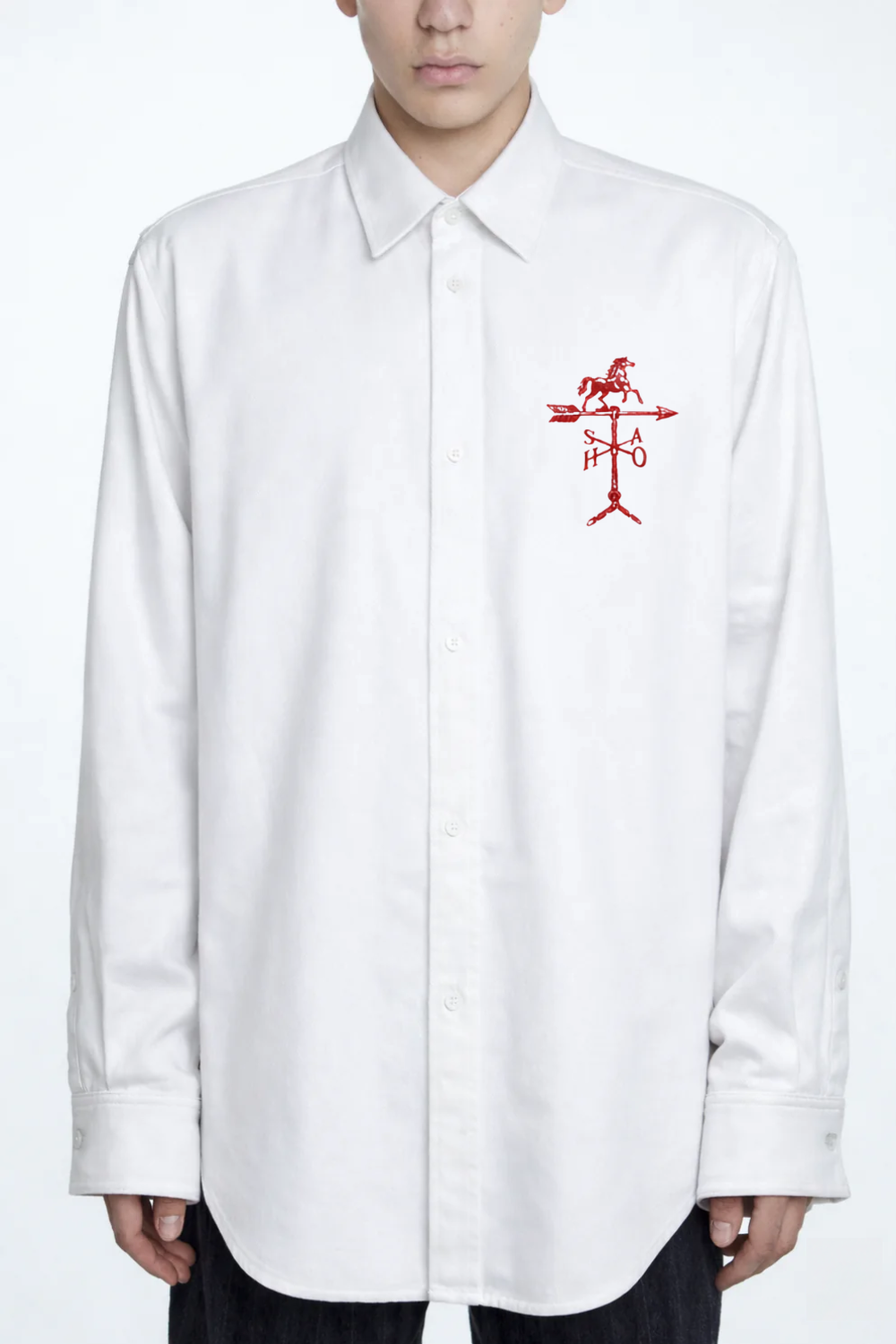 SHAO white cotton Year of the Horse graphic shirt front view