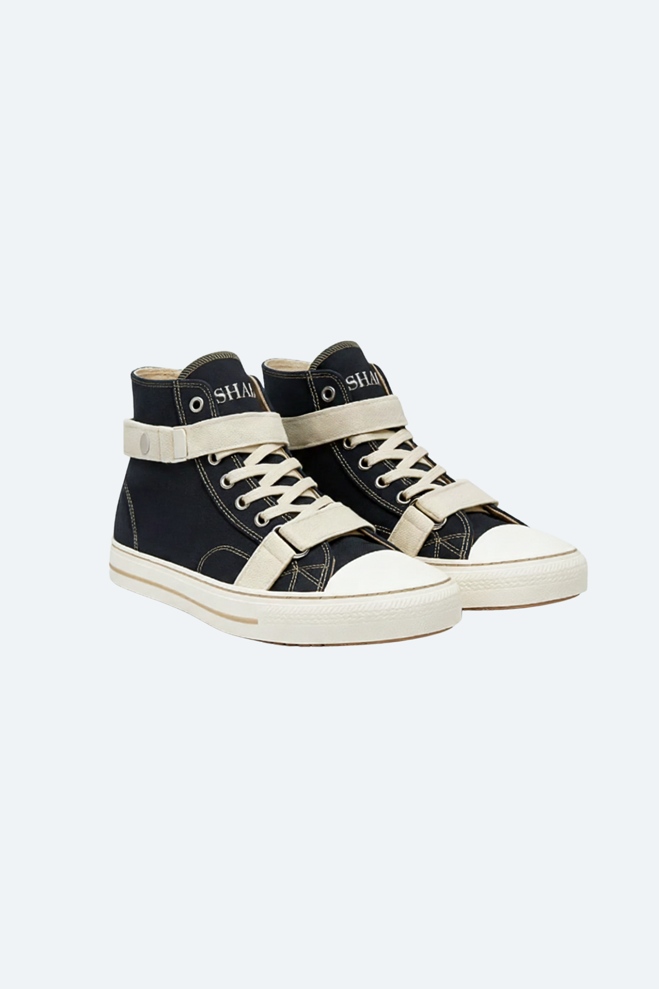 SHAO black color-block high-top sneakers angle view