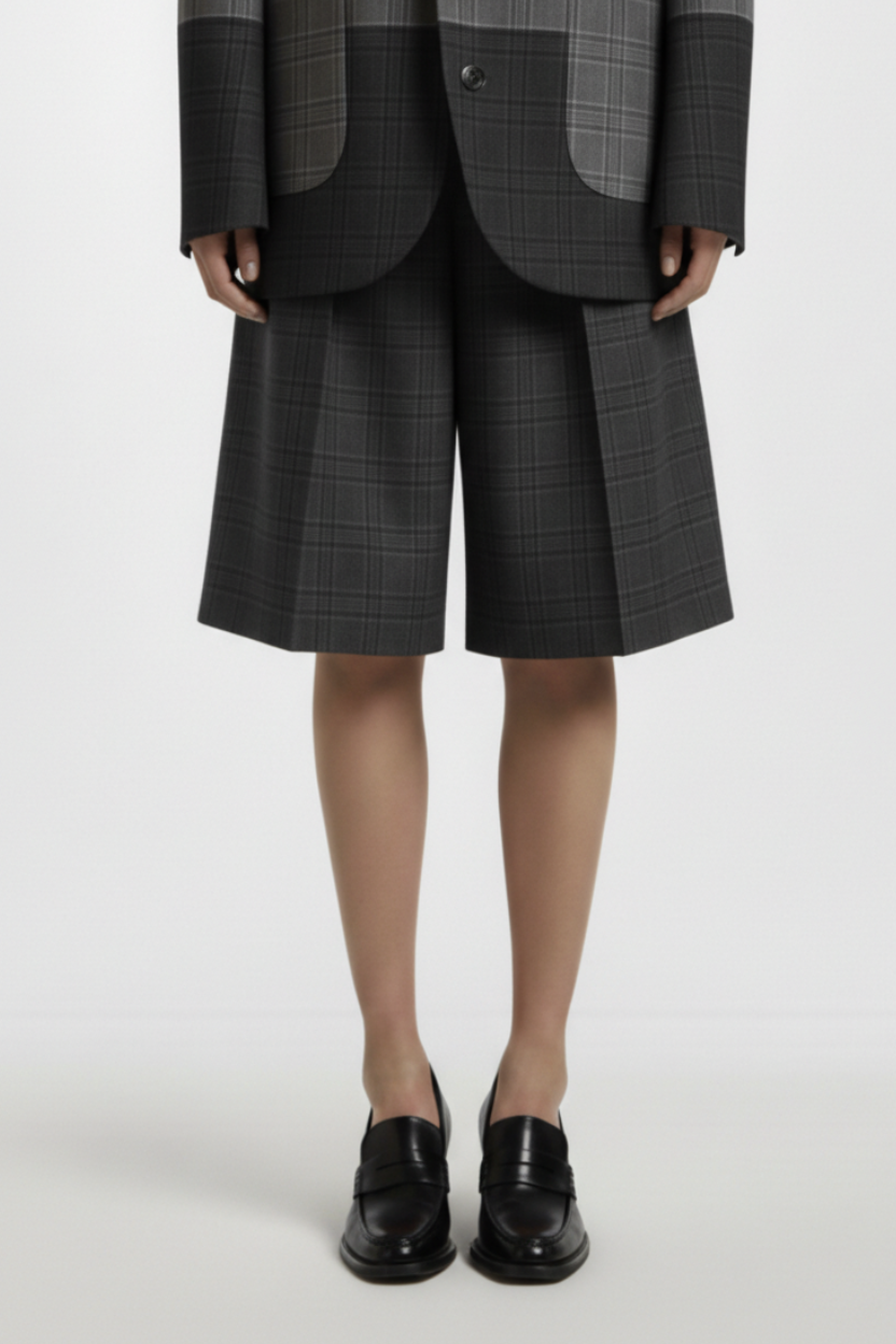 HAO Split Decision blazer in grey and black mixed check and pinstripe tailoring