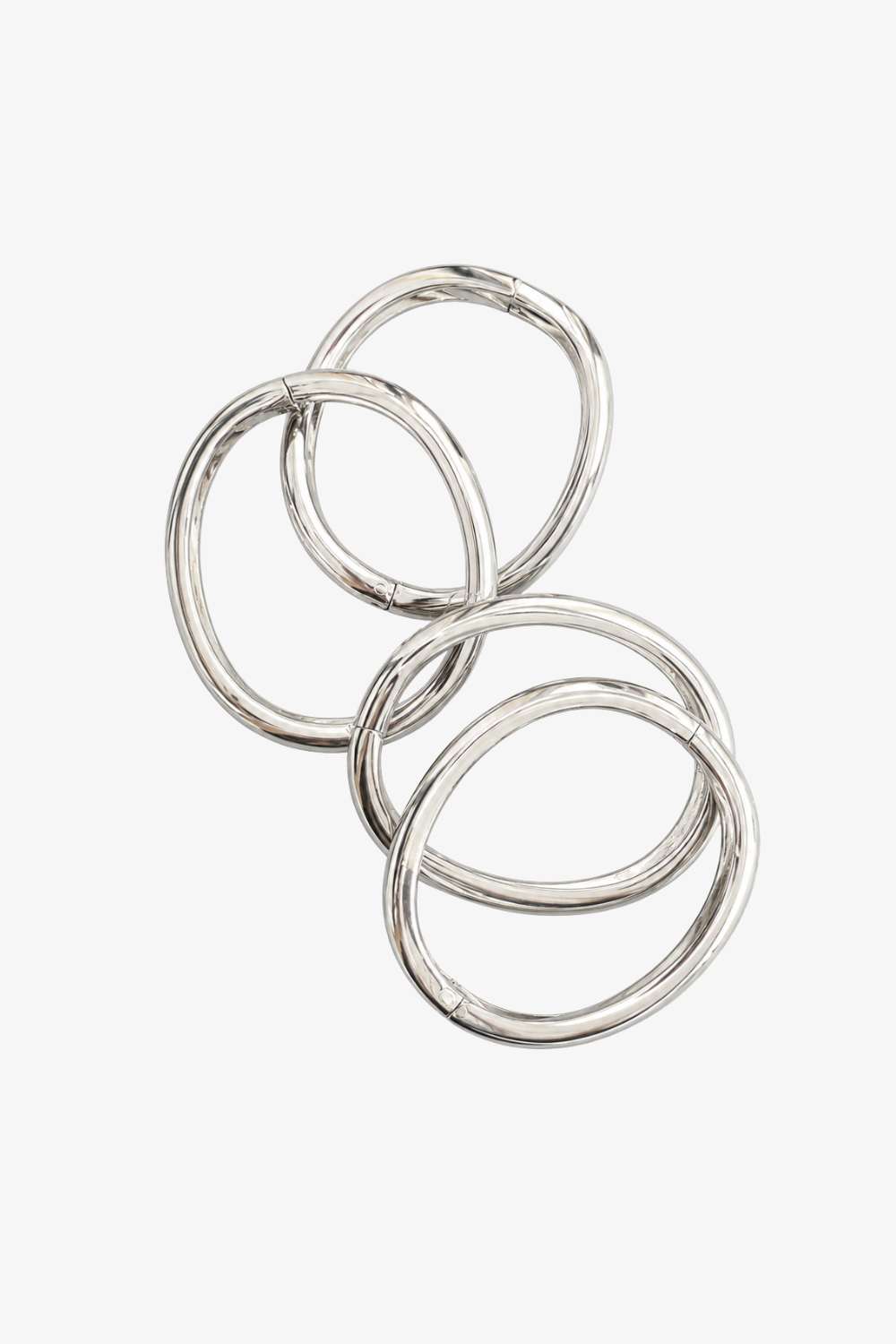SHAO silver four-piece stacking bangle set front view.