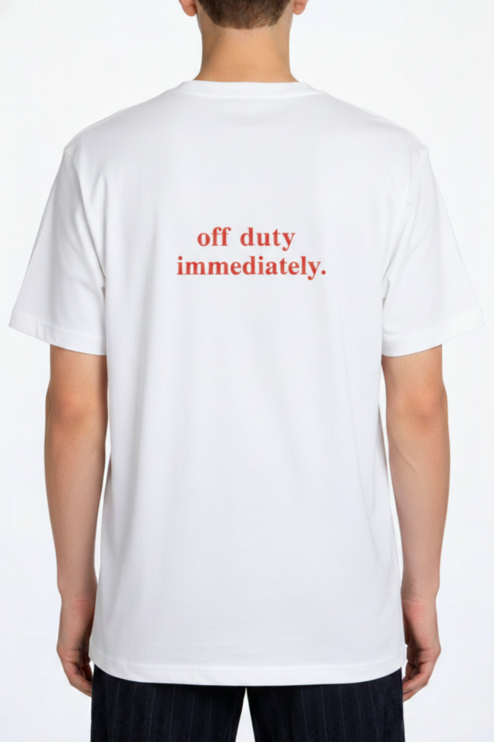 SHAO white cotton horse graphic T-shirt back view
