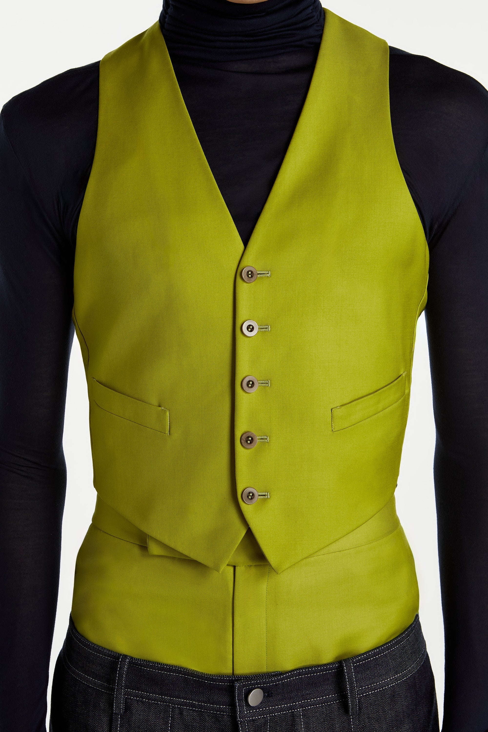 SHAO chartreuse tailored vest front view
