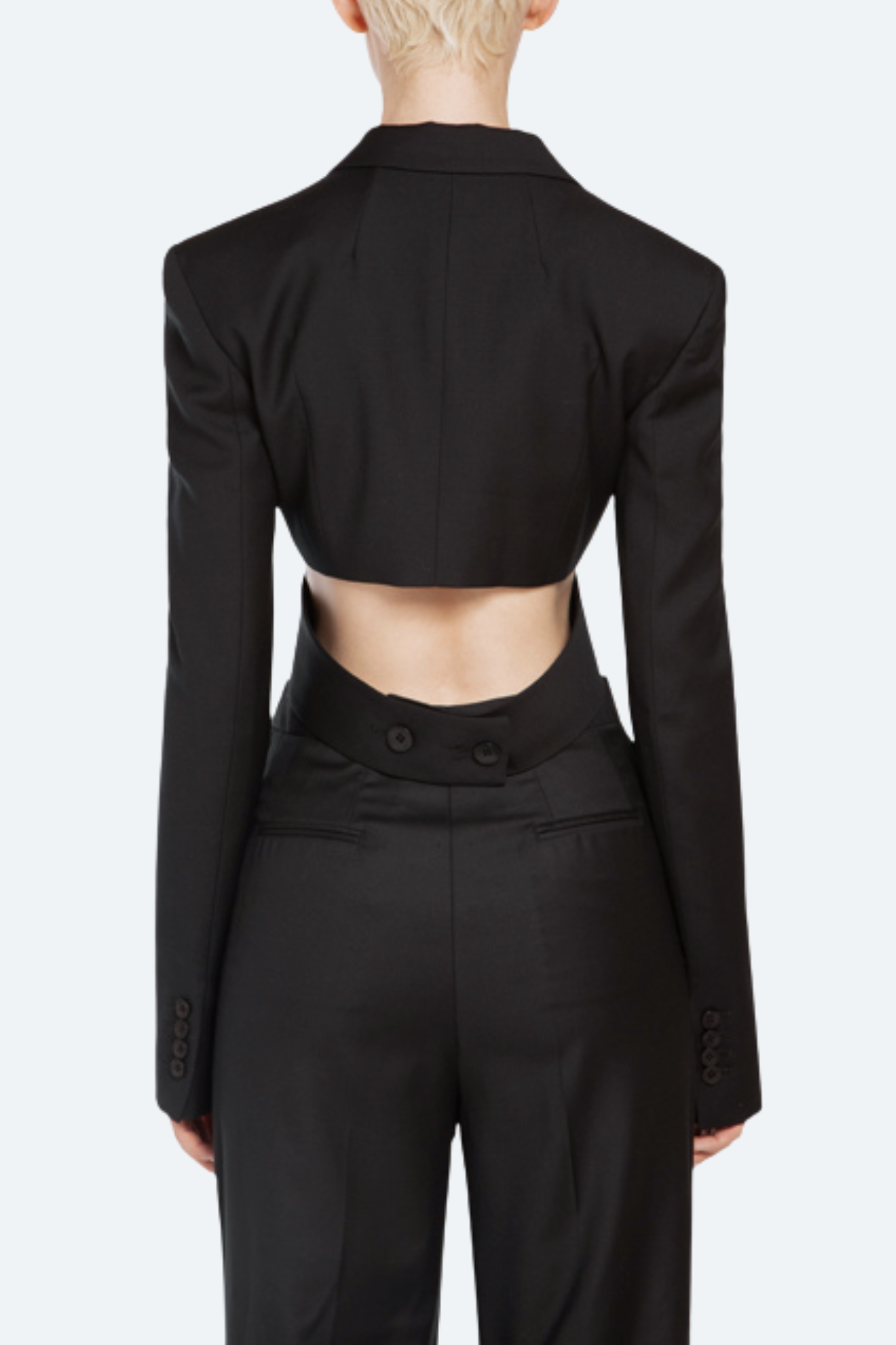 SHAO black cut-out long-sleeve top back view