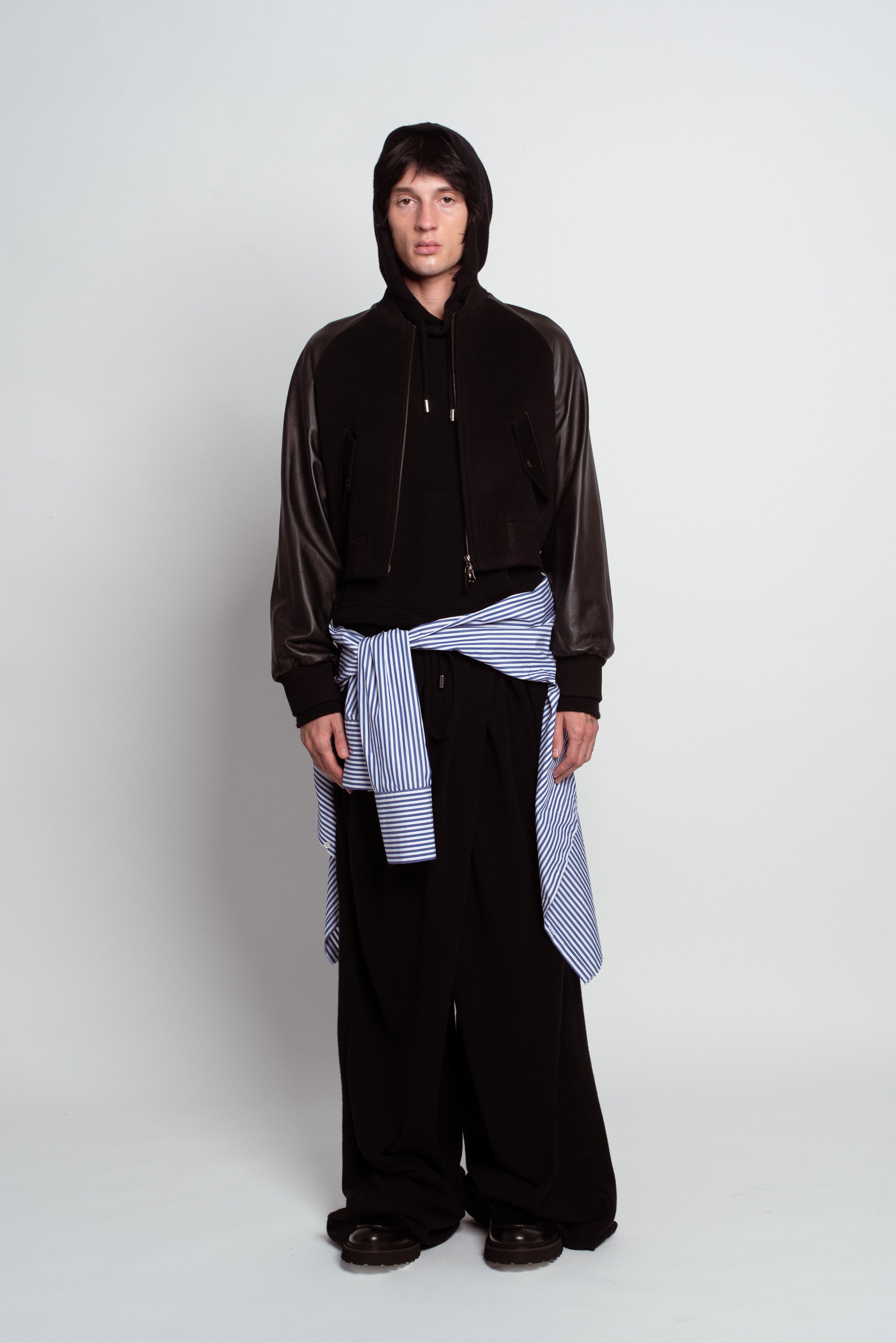 Black Cashmere Wide-Leg Pants