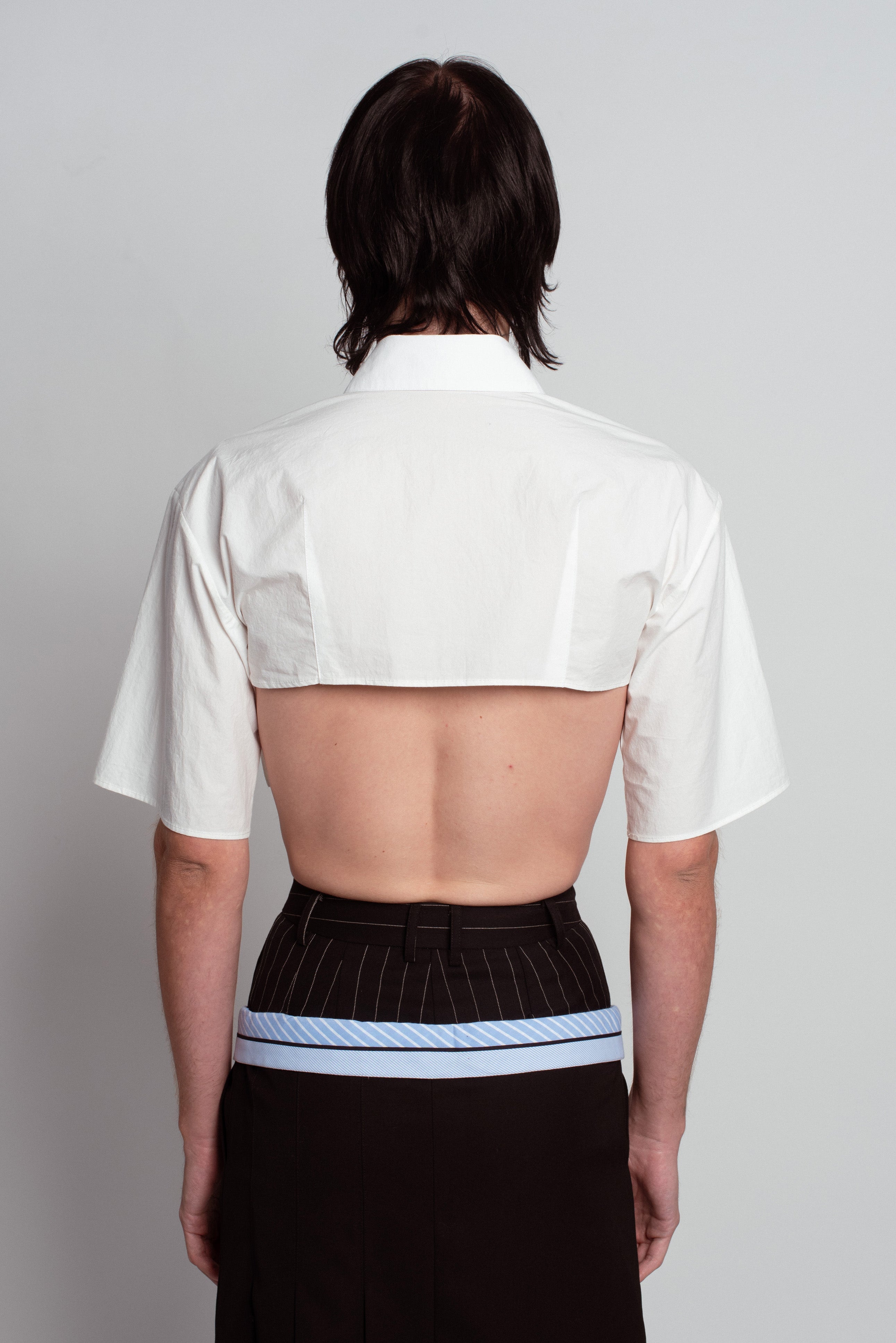 White Cropped Utility Shirt