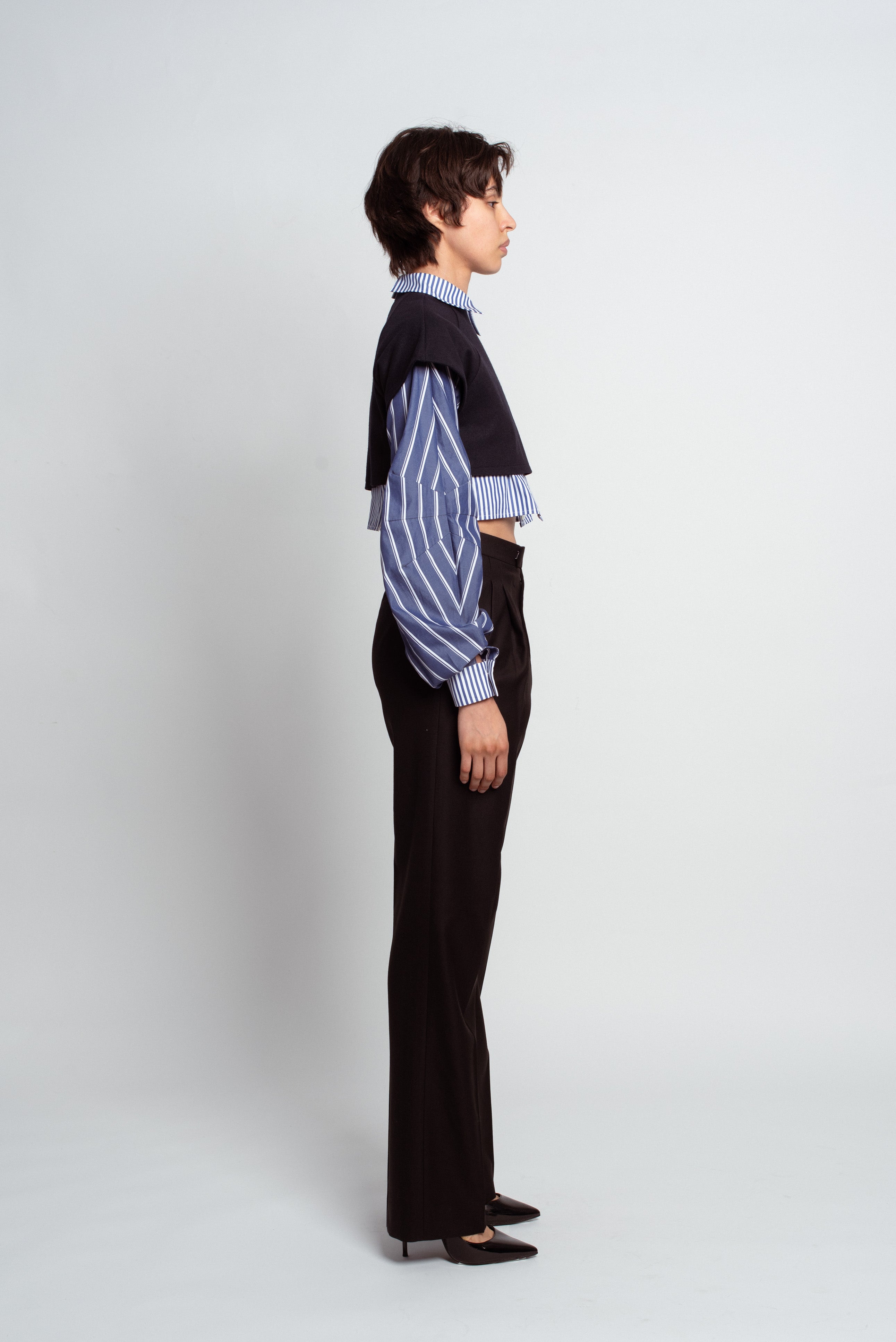 Layered Cropped Shirt Top
