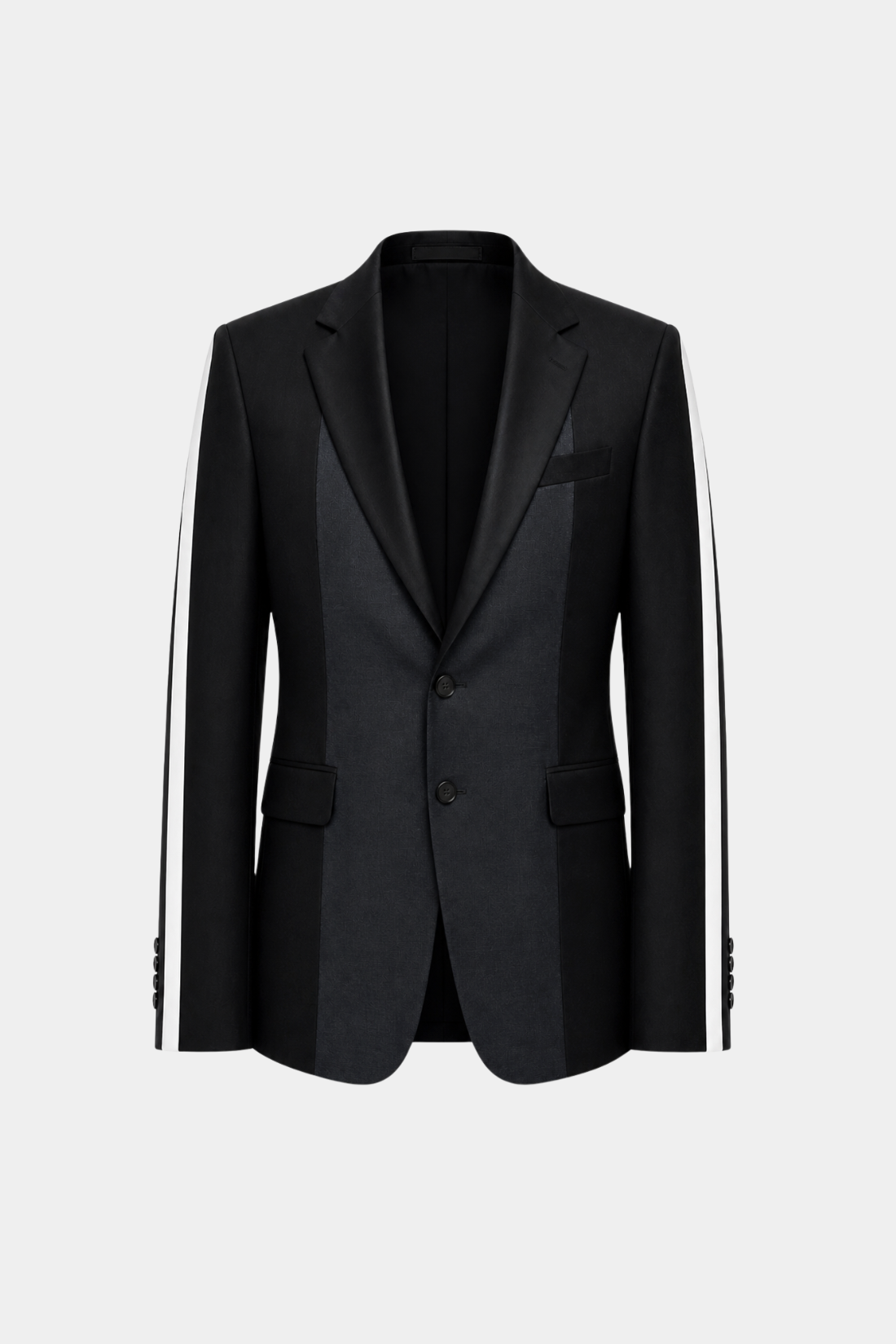 Black Contrast Sleeve Two-Button Blazer