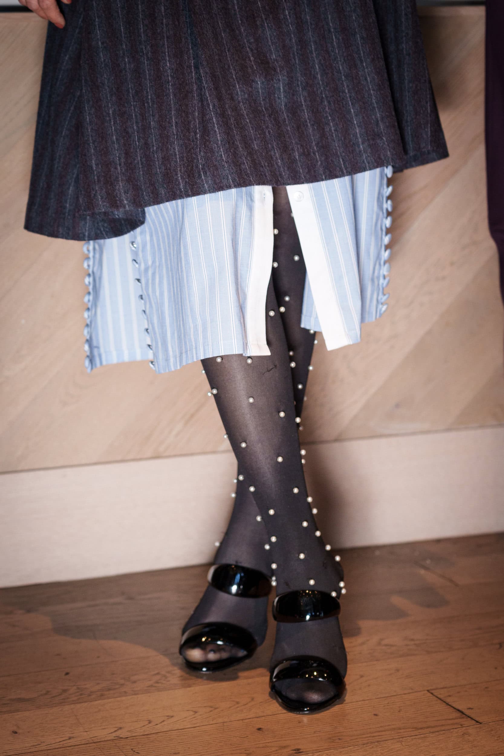 Pearl-Embellished Sheer Tights