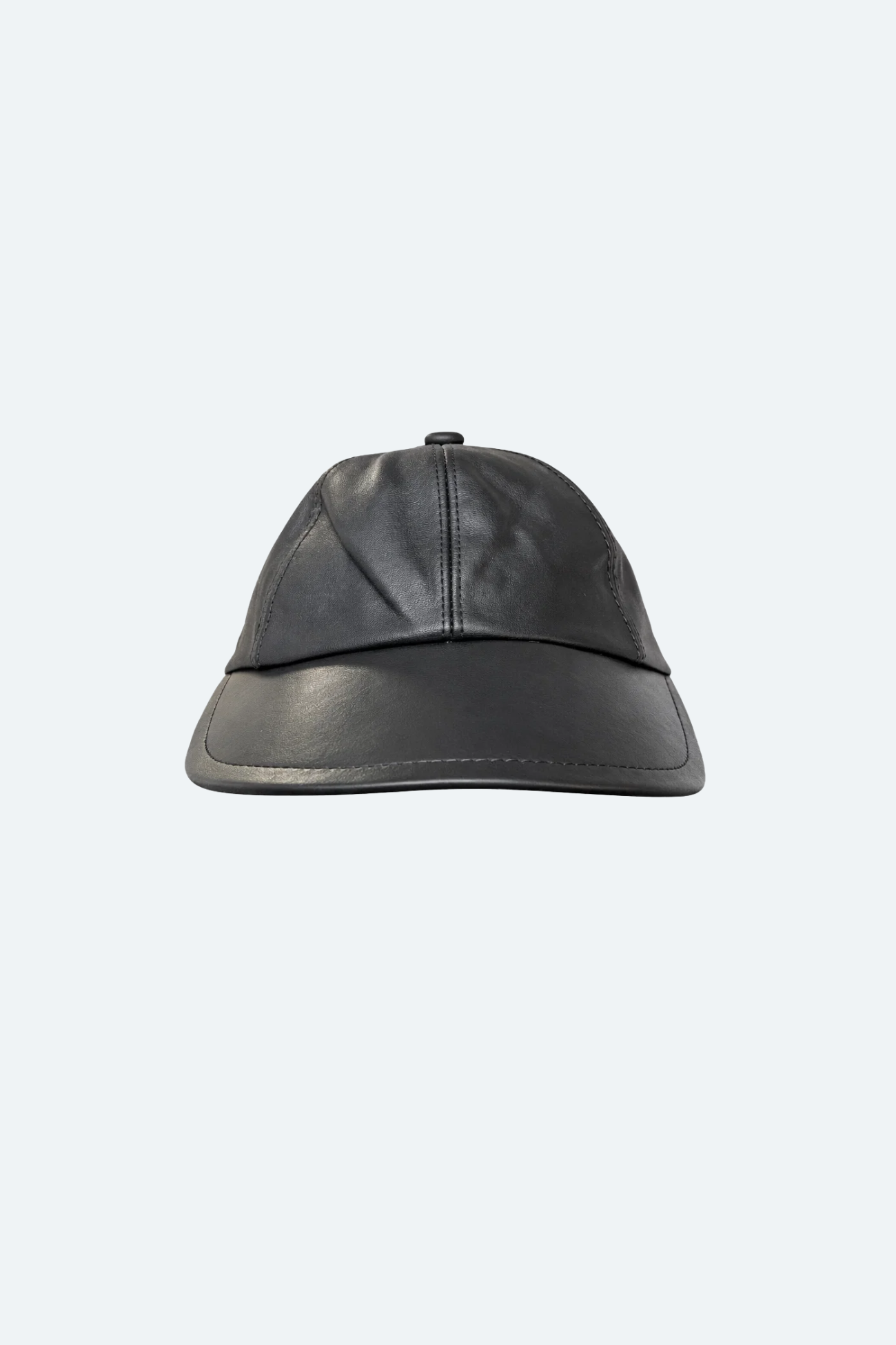 SHAO black leather wide brim hat front view
