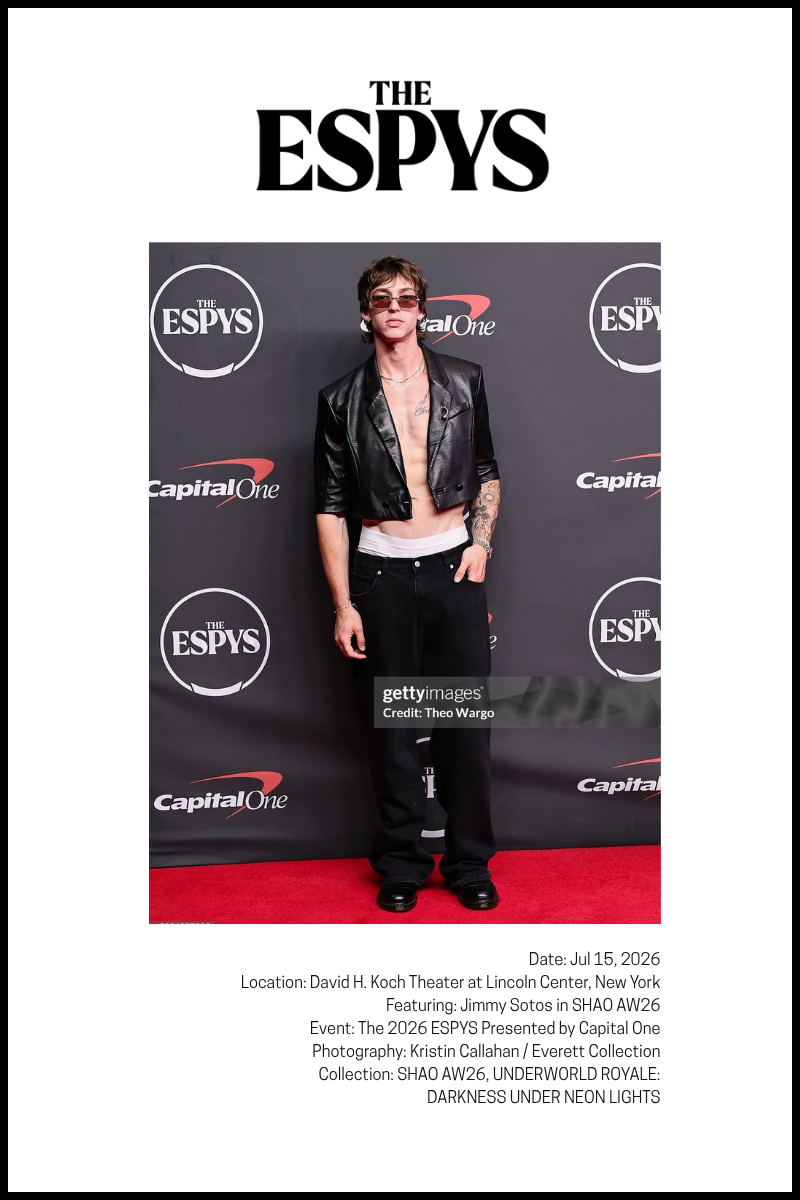 Jimmy Sotos brings SHAO’s UNDERWORLD ROYALE tailoring to the 2026 ESPYS red carpet