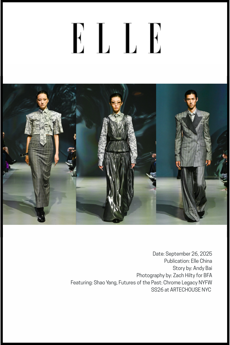 ELLE CHINA: SHAO SS26 Futures of the Past: Chrome Legacy