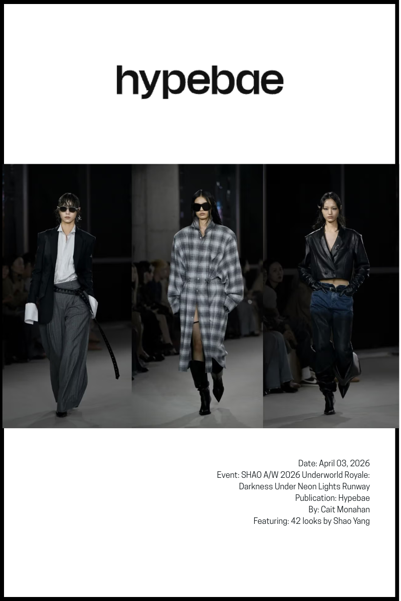 HYPEBAE: SHAO Brings '90s Triad Noir to Shanghai Fashion Week With Runway Debut