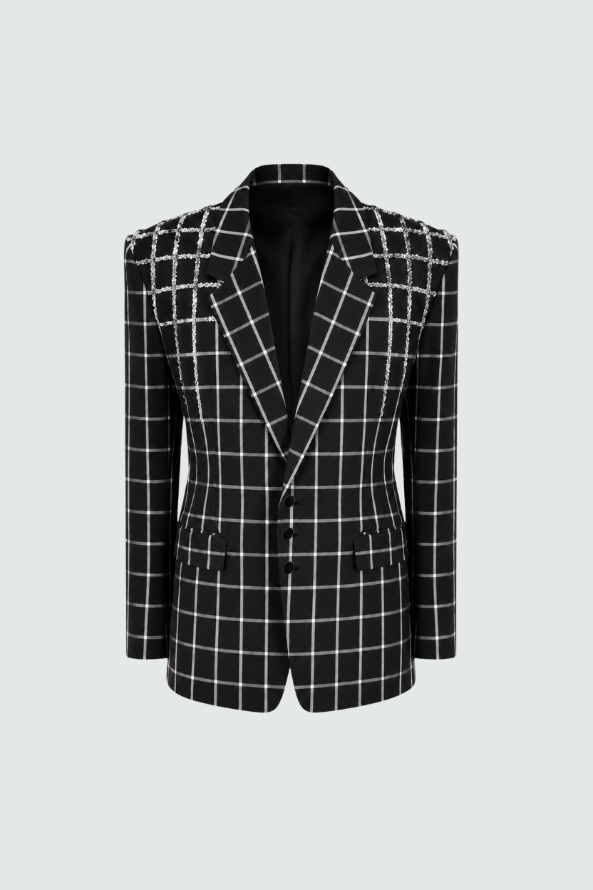 Black Windowpane Tailored Blazer