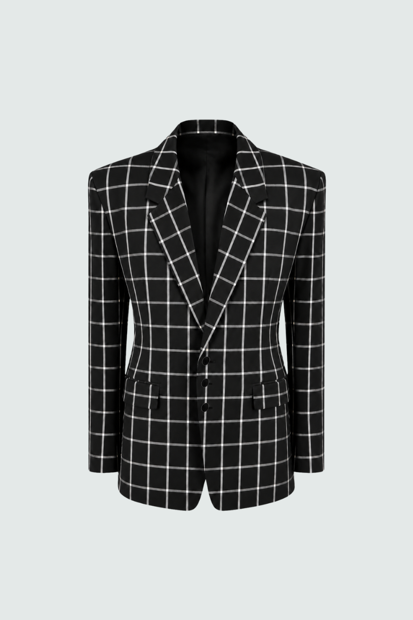 Black Windowpane Tailored Blazer
