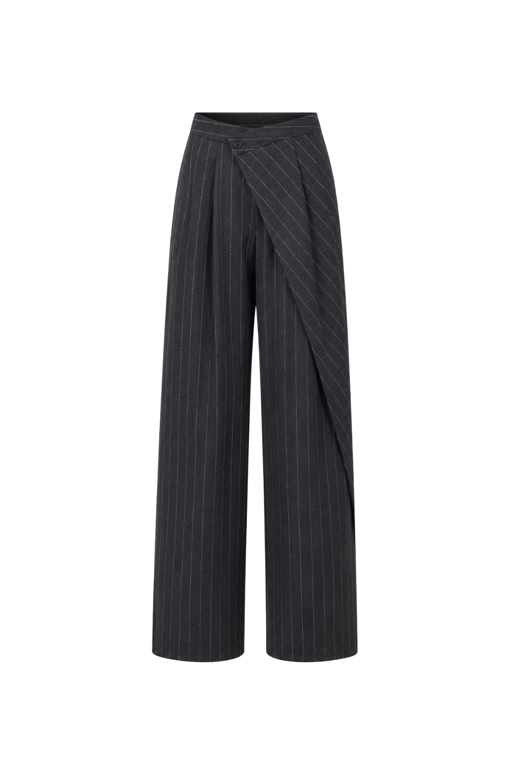 Charcoal Pinstripe Layered Wrap Trousers