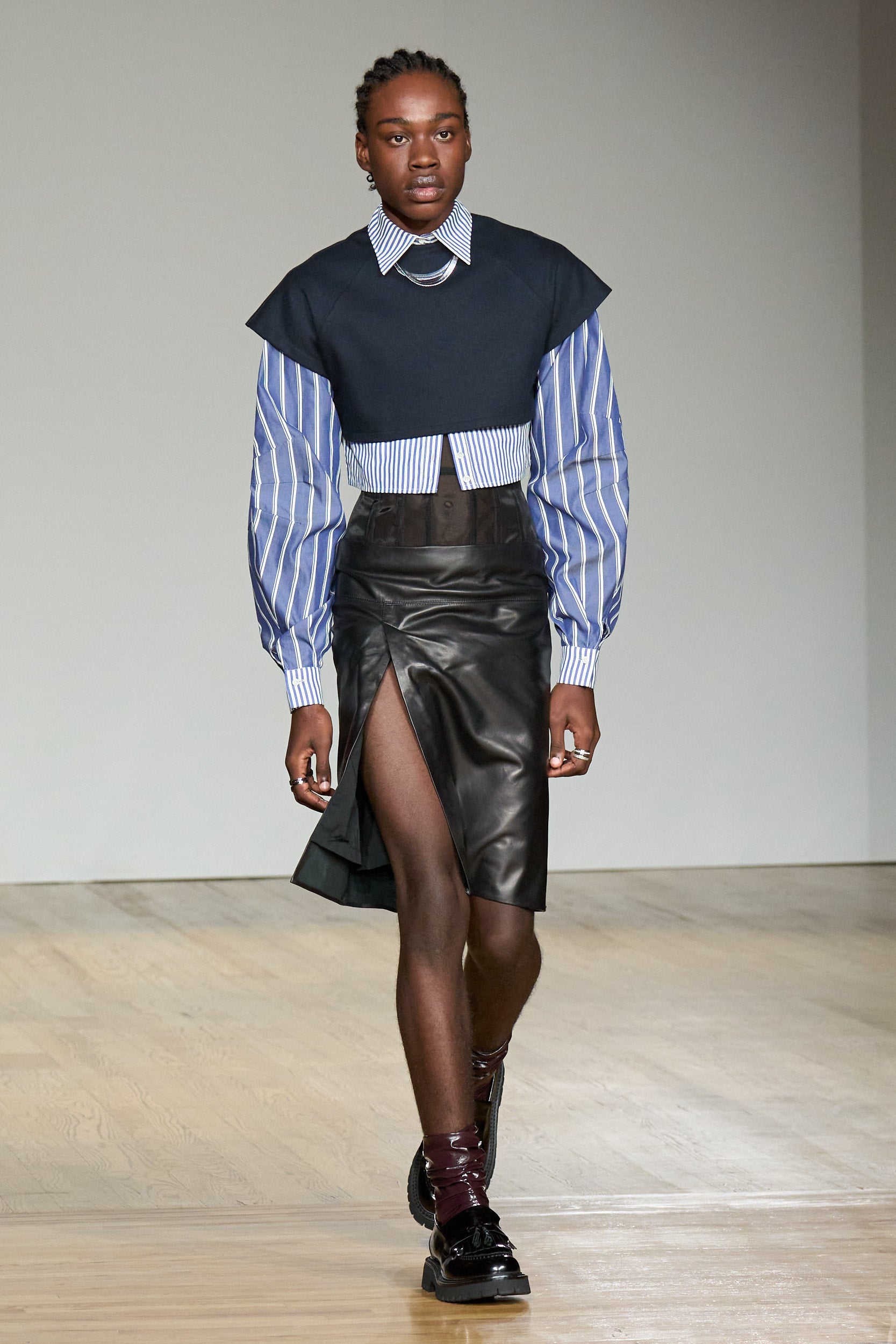 Layered Cropped Shirt Top