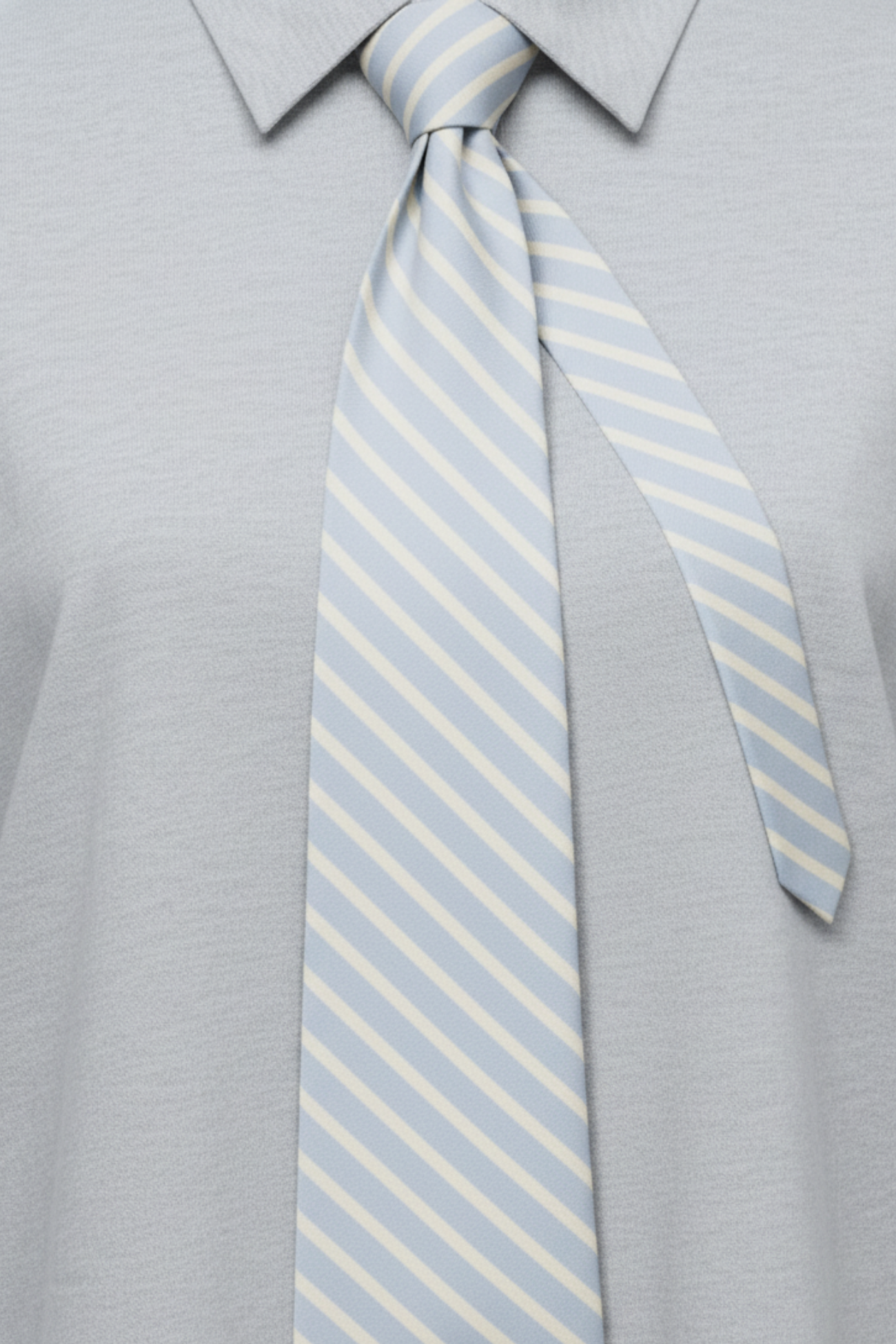 Grey Oversized Shirt with Printed Striped Tie